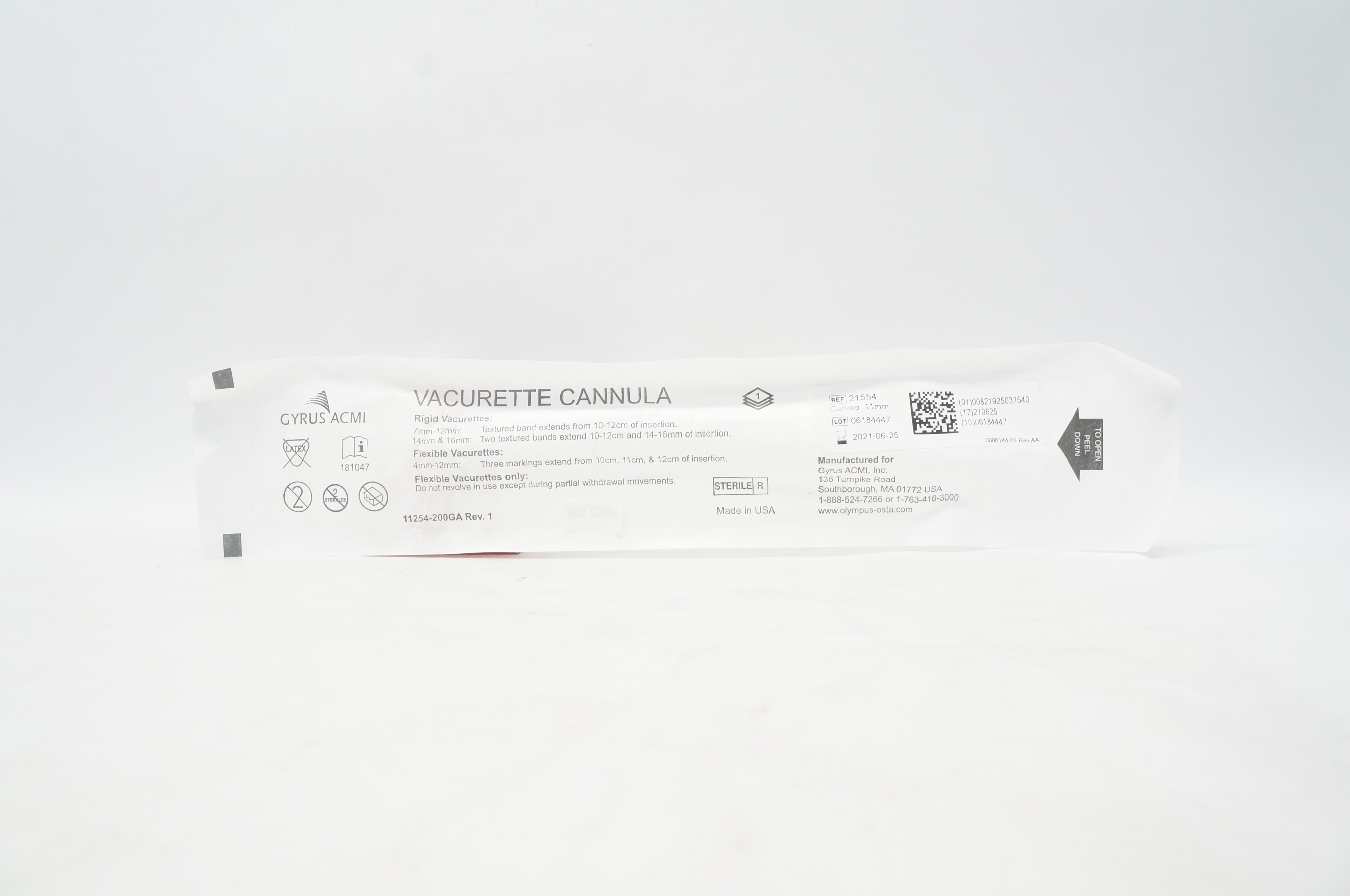 Gyrus ACMI 21554 Vacurette Cannula 11mm Curved (x)