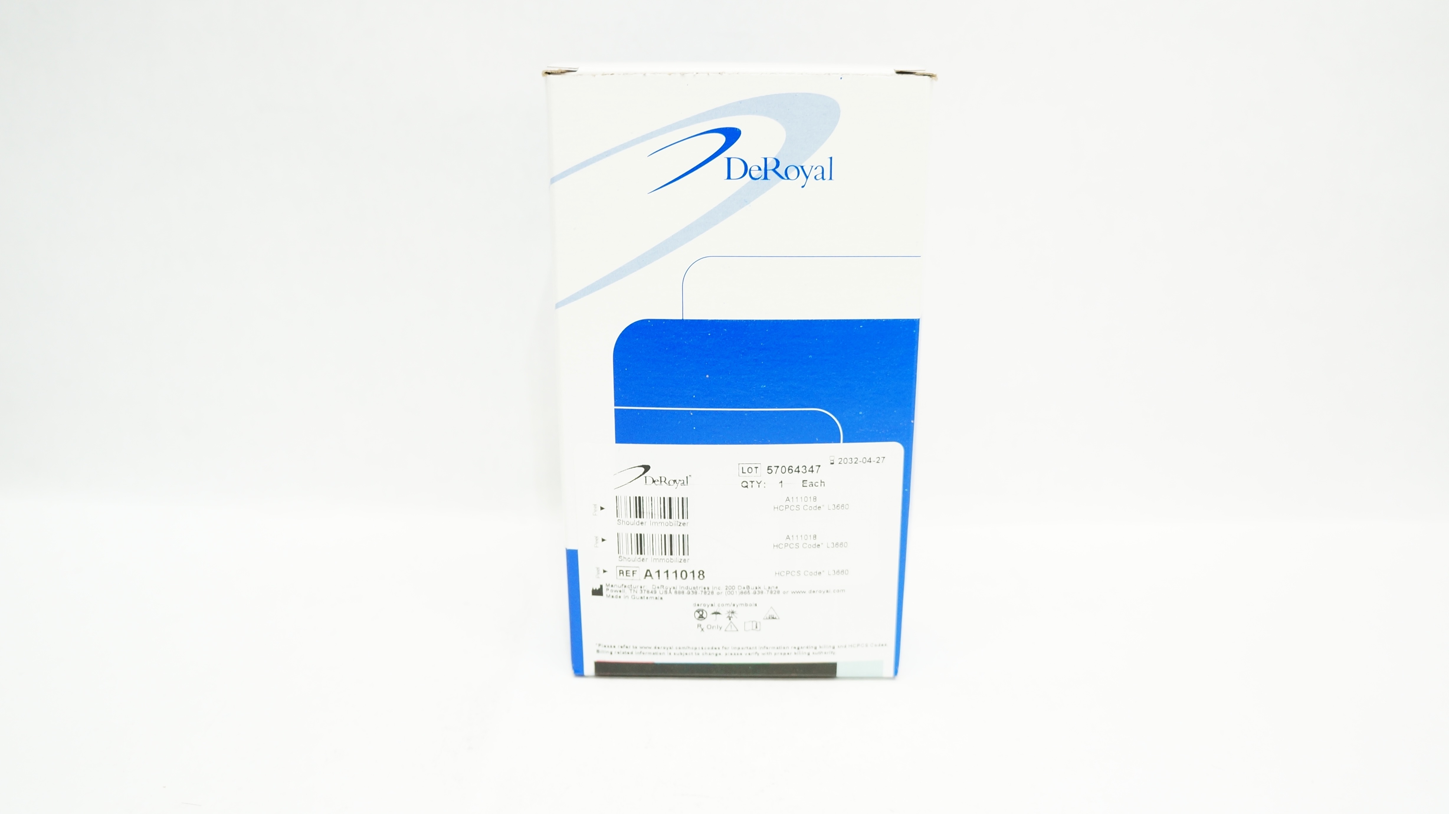 DeRoyal A111018 Shoulder Immobilizer w/Foam Waist Strap, X Large