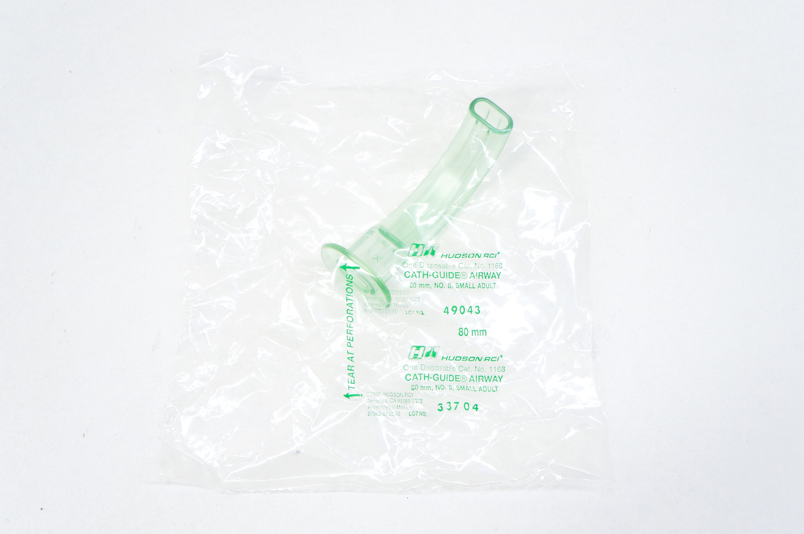 Teleflex 1168 Hudson RCI Cath-Guide Airway 80mm, No. 8, Small Adult