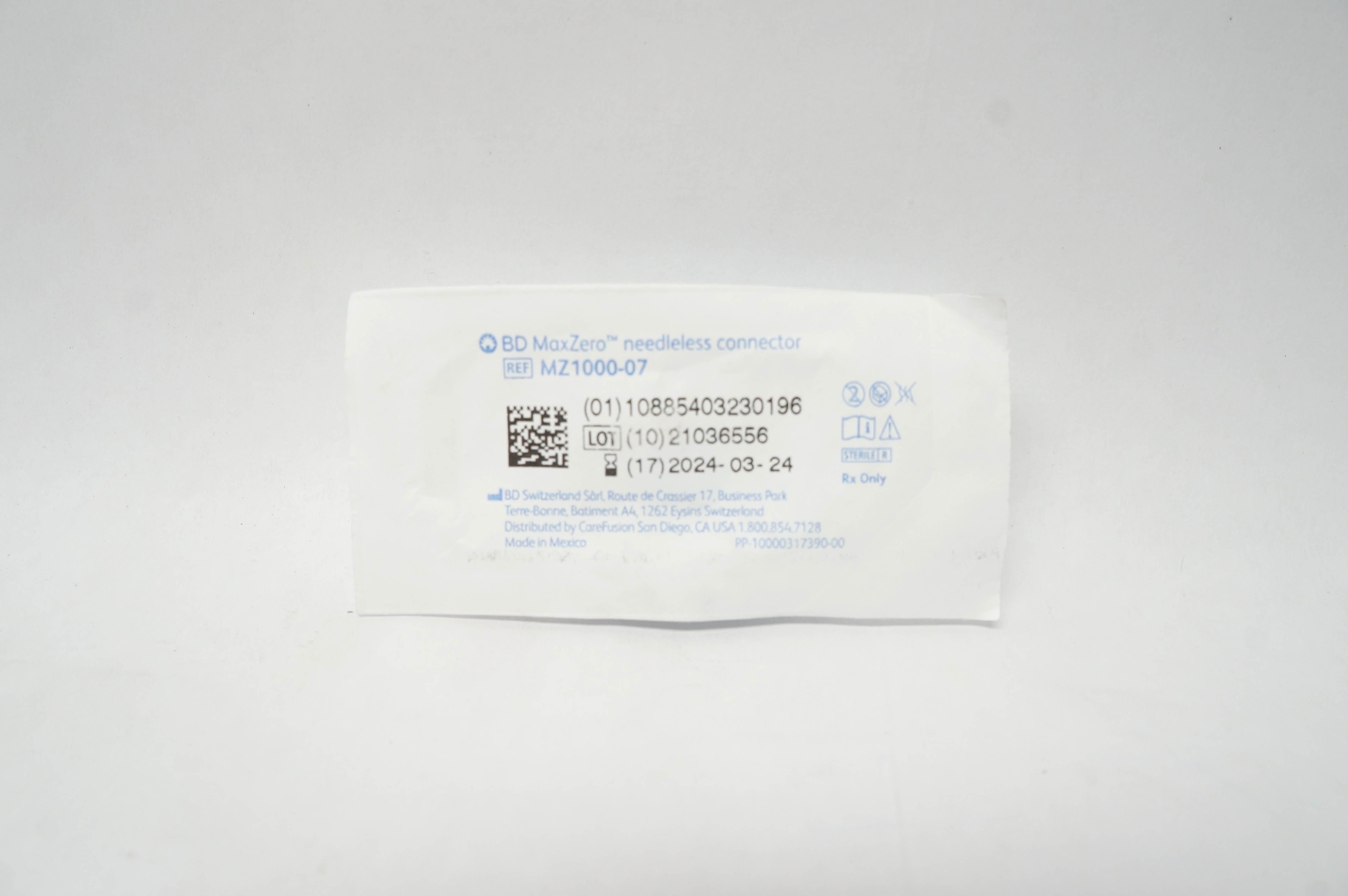 BD MZ1000-07 MaxZero Needleless Connector