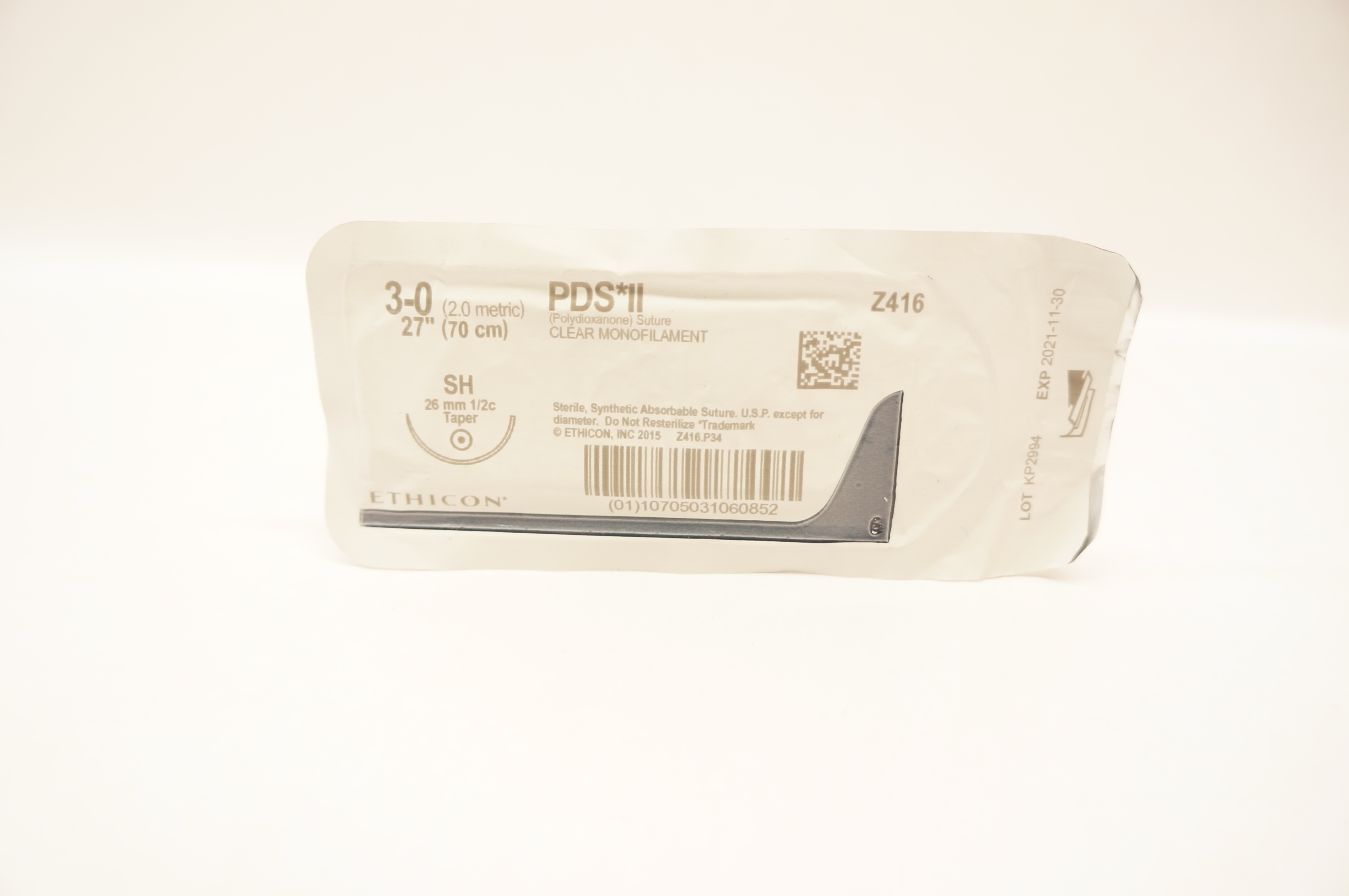 Ethicon Z416 3-0 PDS II Polydioxanone Stre SH 26mm 1/2c Taper, 27inch (x)