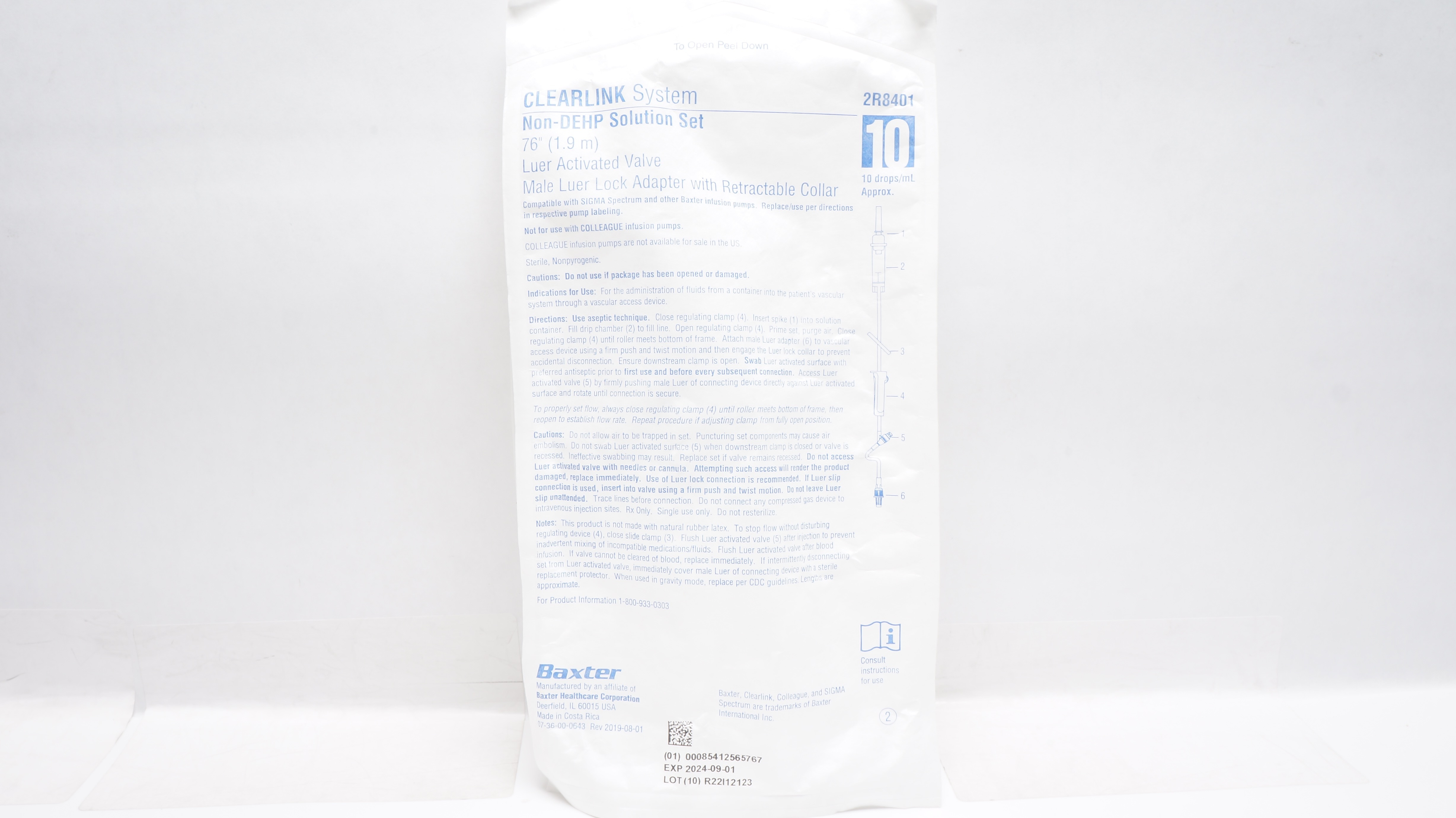 Baxter 2R8401 Cearlink System Non-Dehp Solution Set 76inch 10Drops/mL Approx.