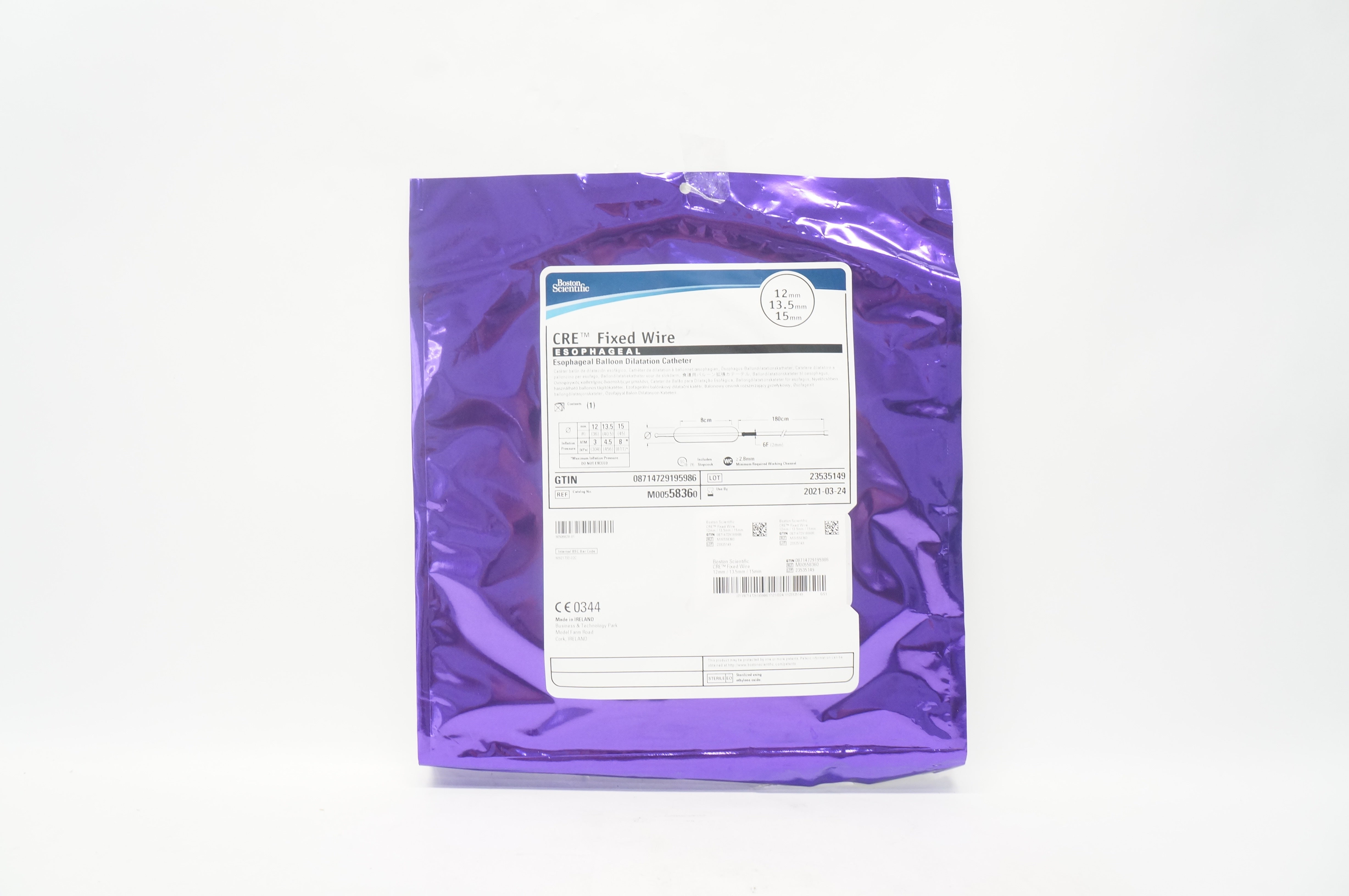 Boston Scientific 5836 Esophageal Balloon Dilataion Cath. 12 x 13.5 x 15mm (x)