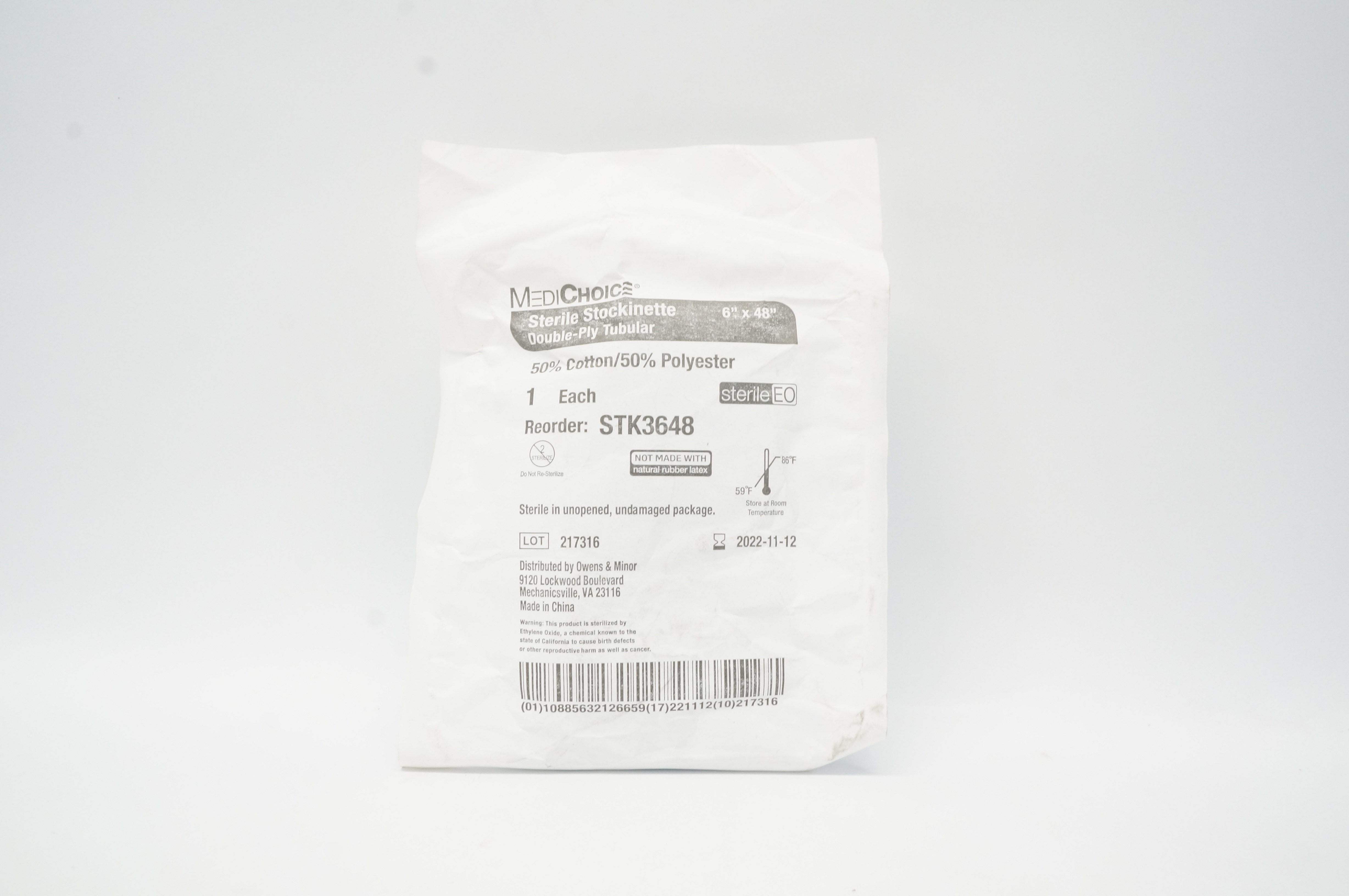 MediChoice STK3648 Sterile Stockinette Double-Ply Tubular 6 inch x 48 inch