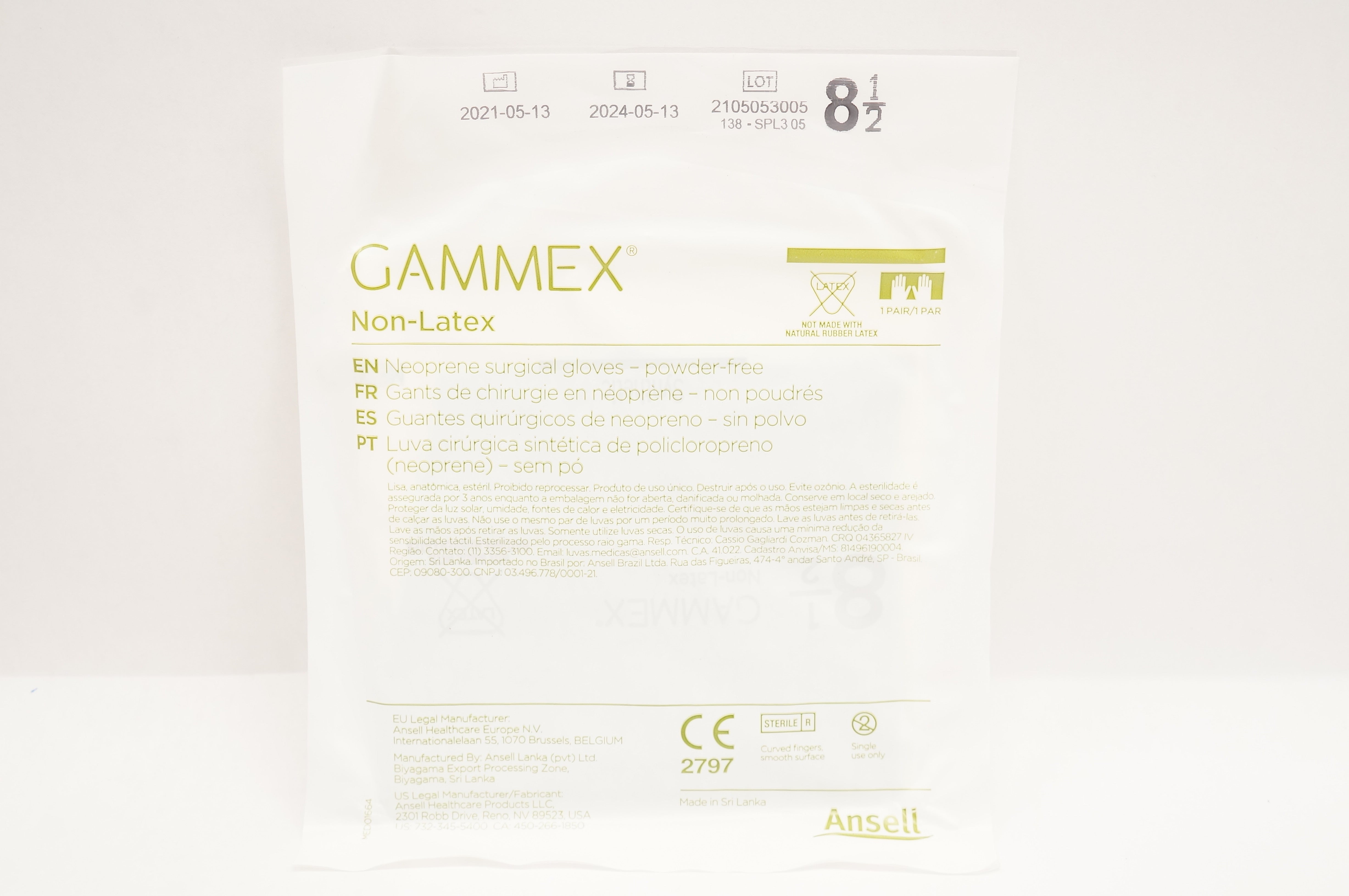 Ansell 8517 Gammex Neoprene Surgical Gloves Powderfree 8 1/2