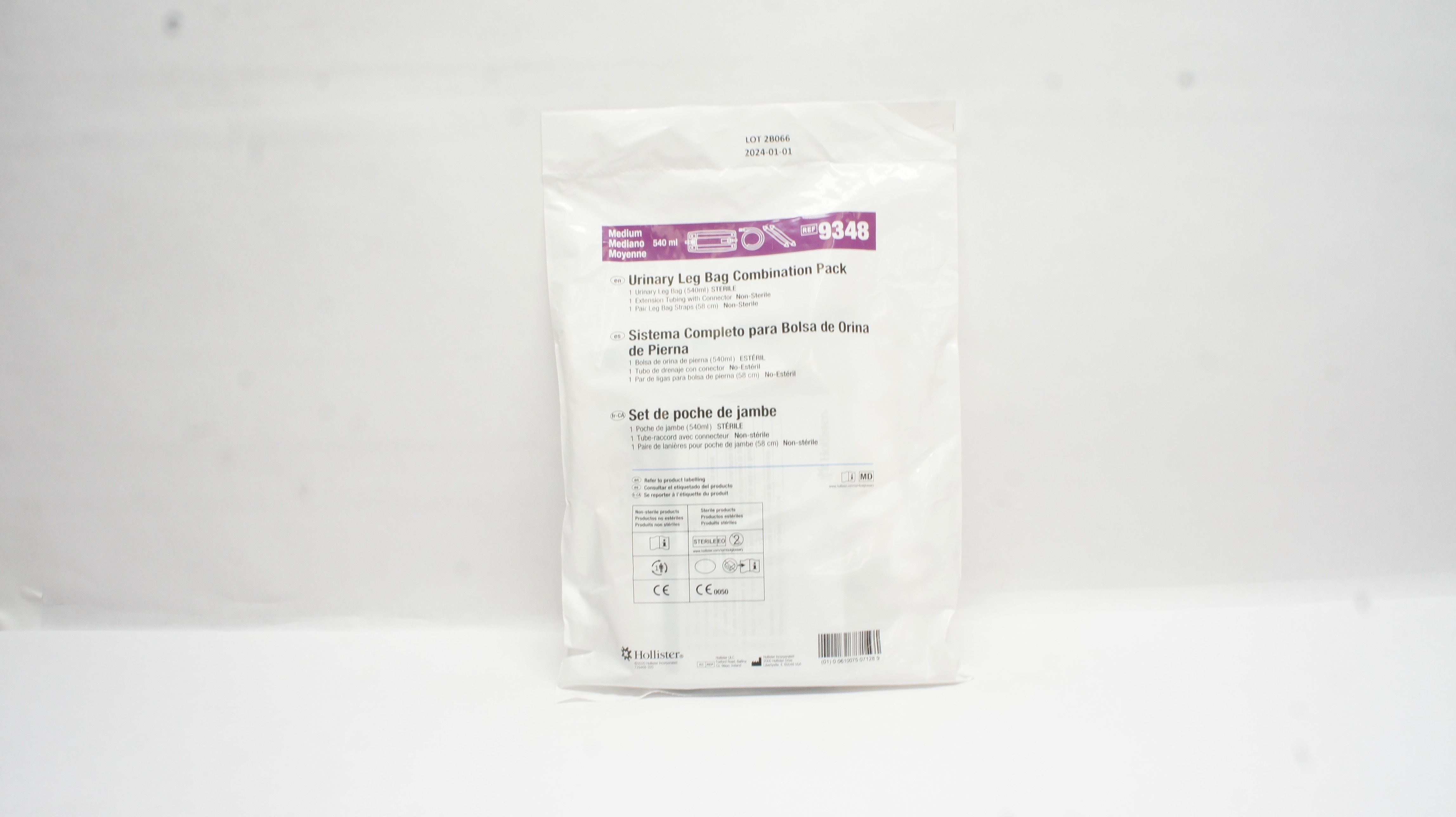 Hollister 9348 Urinary Leg Bag Combination Pack, Medium 540ml