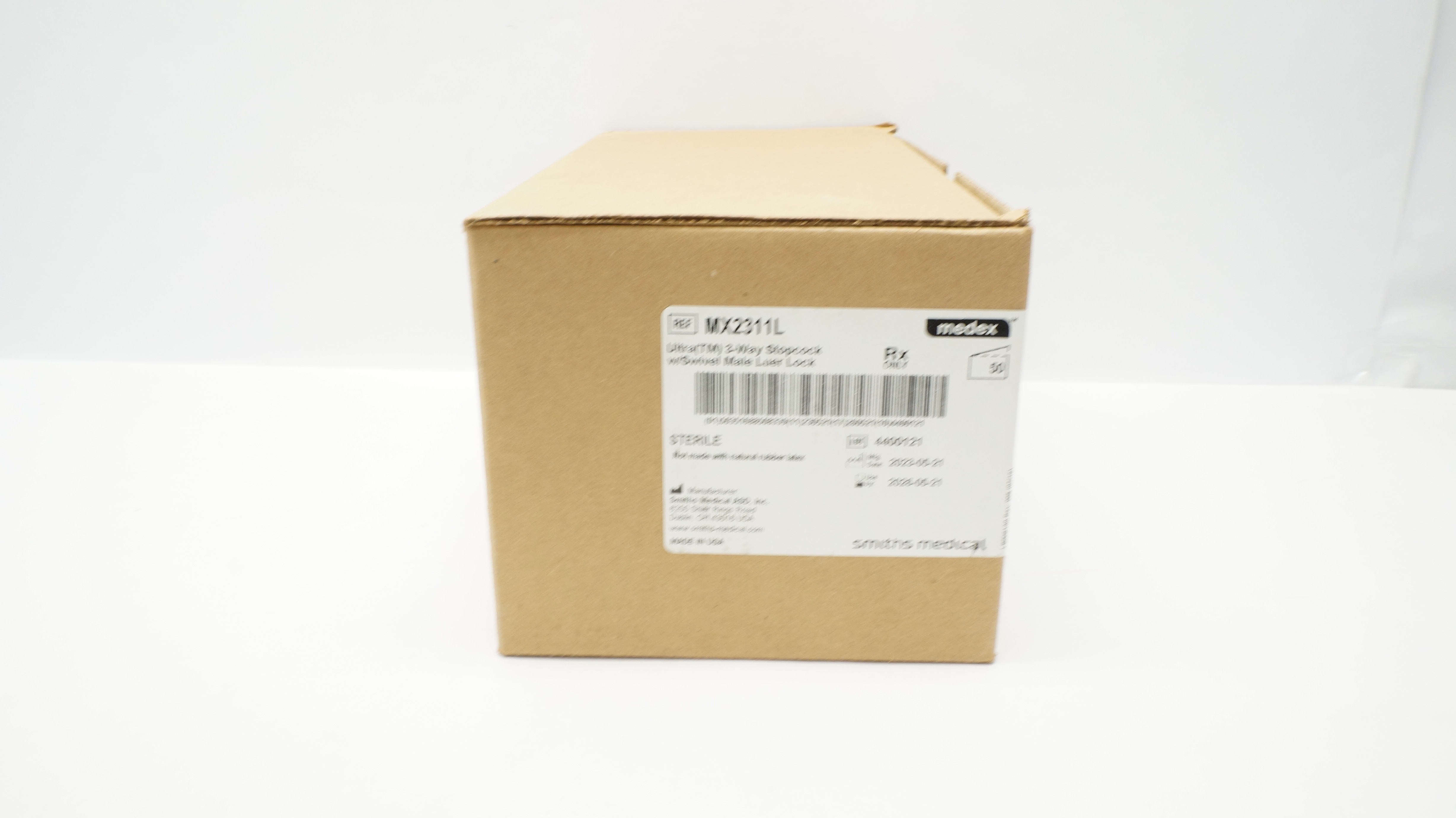 Smiths Medical MX2311L Medex 3-Way Stopcock w/Swivel Male Luer Lock(x)-Box of 25