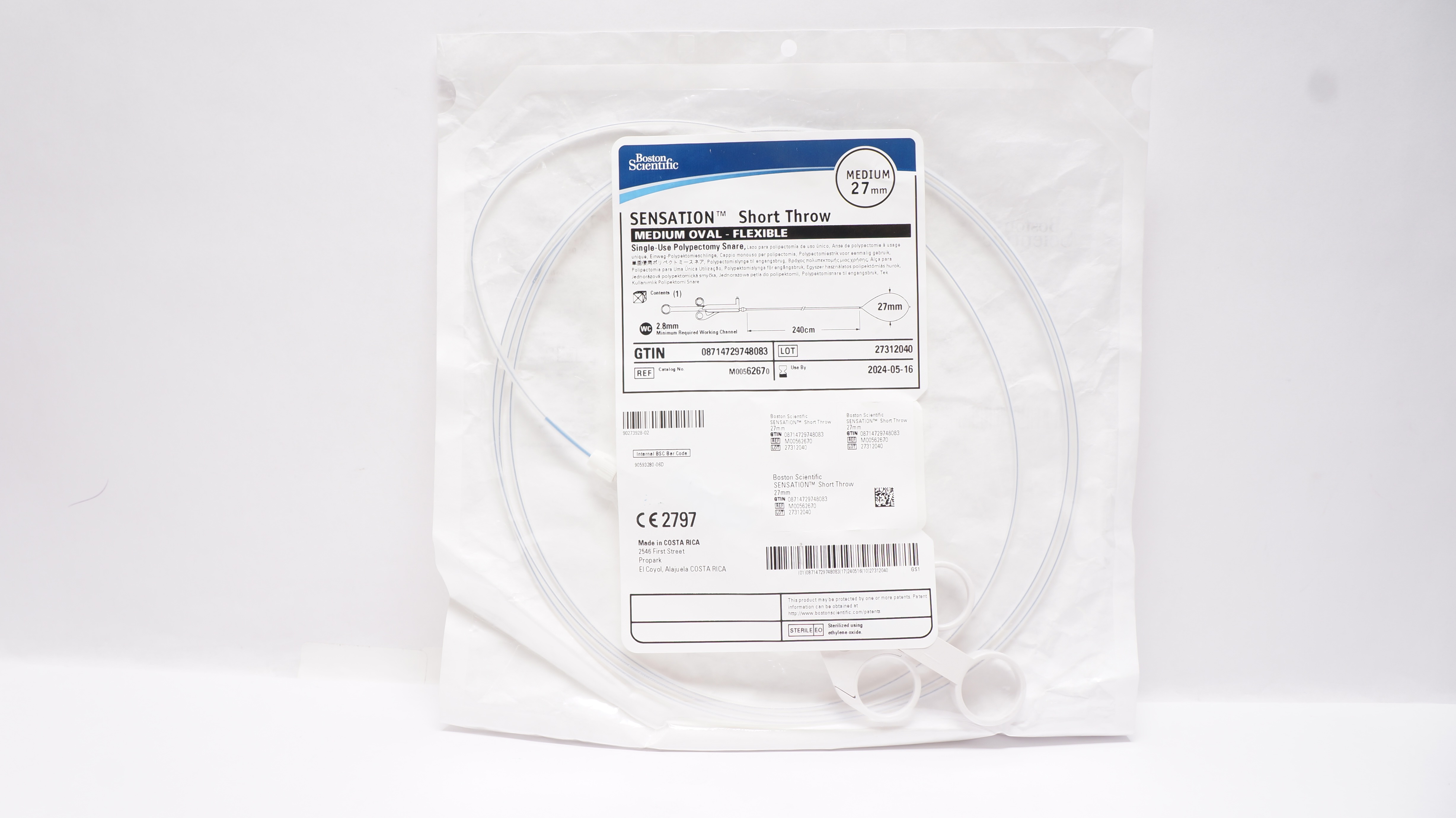 Boston Scientific M00562670 Sensation Short Throw Polypectomy Snare Medium 27mm