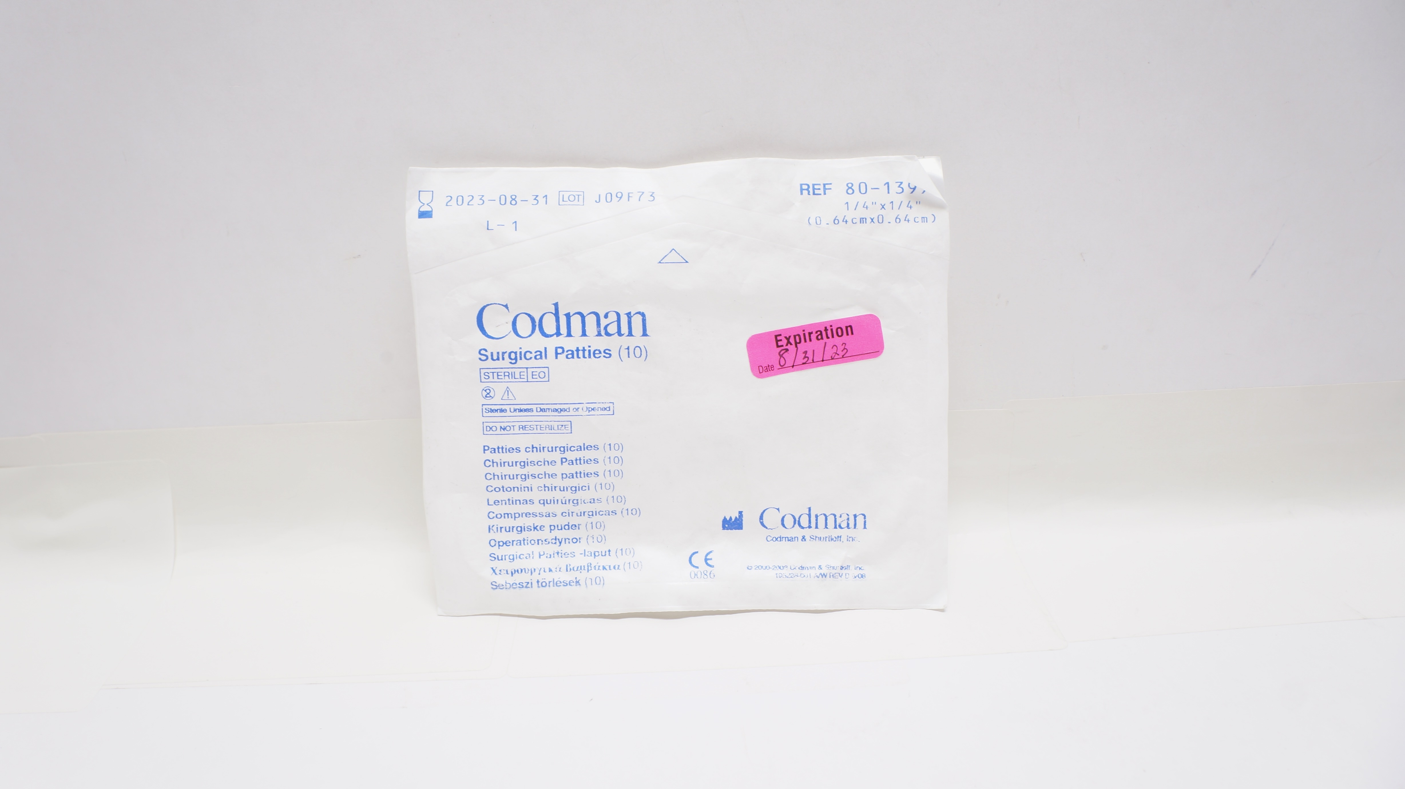Codman 801399 Surgical Patties 1/4inch x 1/4inch (x) Pack of 10