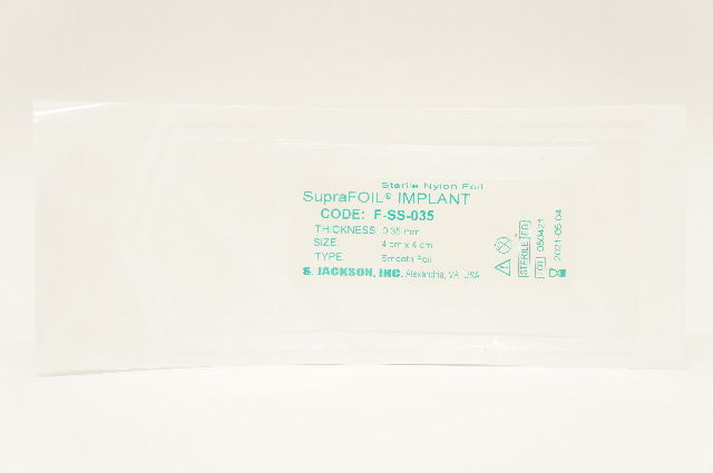 S.Jackson F-SS-035 Suprafoil Implant 0.35mm  4 cm x 4 cm Smooth Nylon Foil (x)