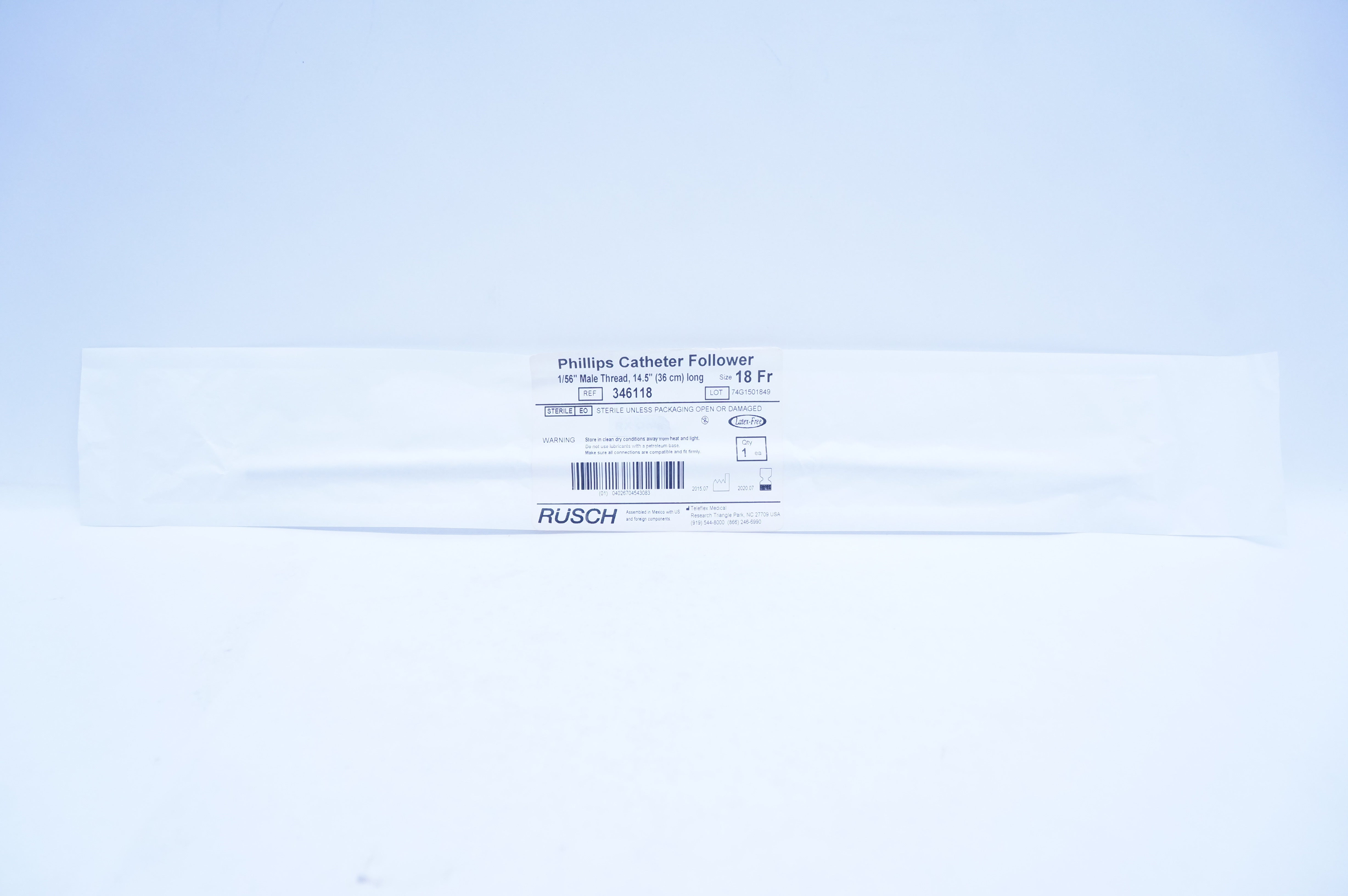 Teleflex 346118 Phillips Cath. Follower 1/56 inch x 14.5 inch, Size 18 Fr (x)