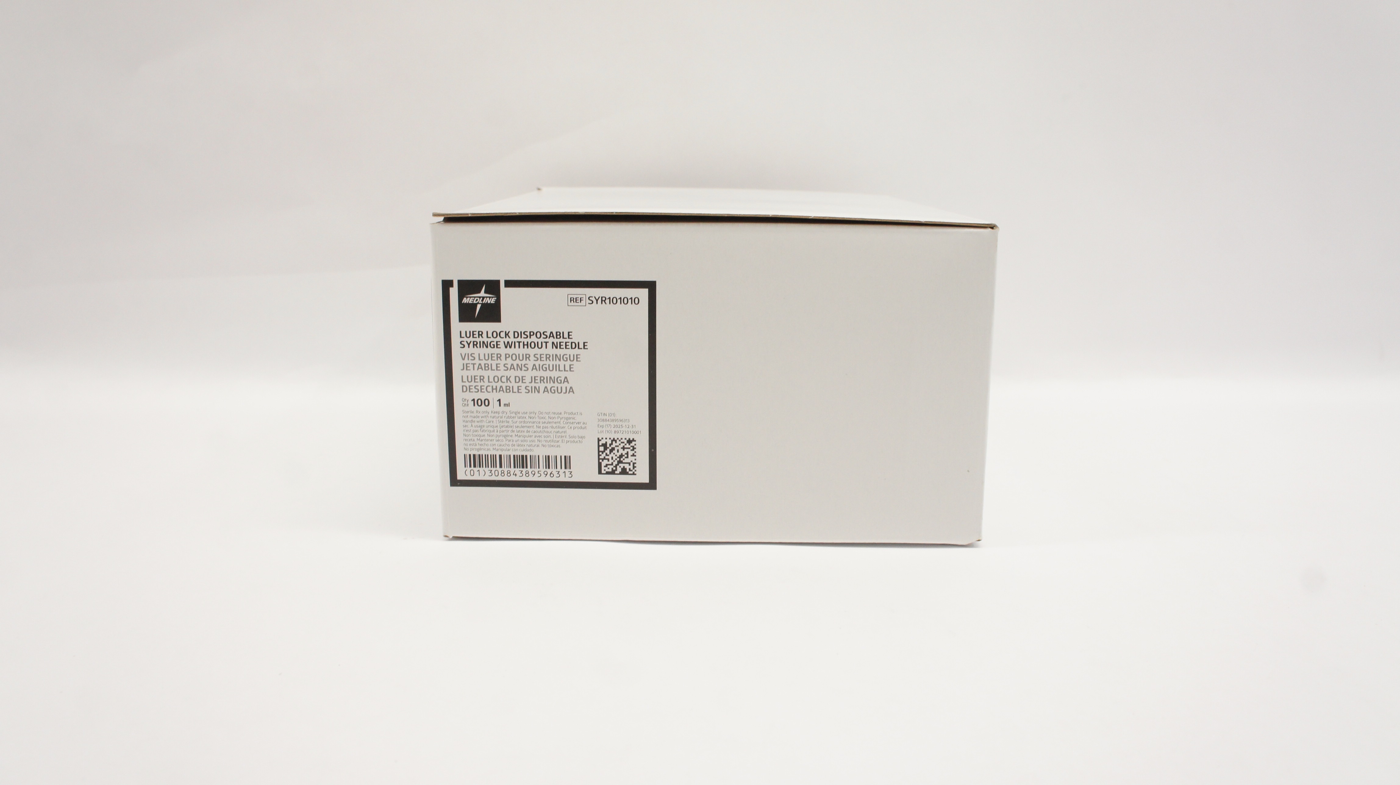 Medline SYR101010 Luer Lock Disposable Syringe Without Ndle 1ml - Box of 100