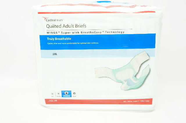 Cardinal Health 67093 Quilted Adult Briefs Wings 2XL, 65 x 78inch - Pack of 12