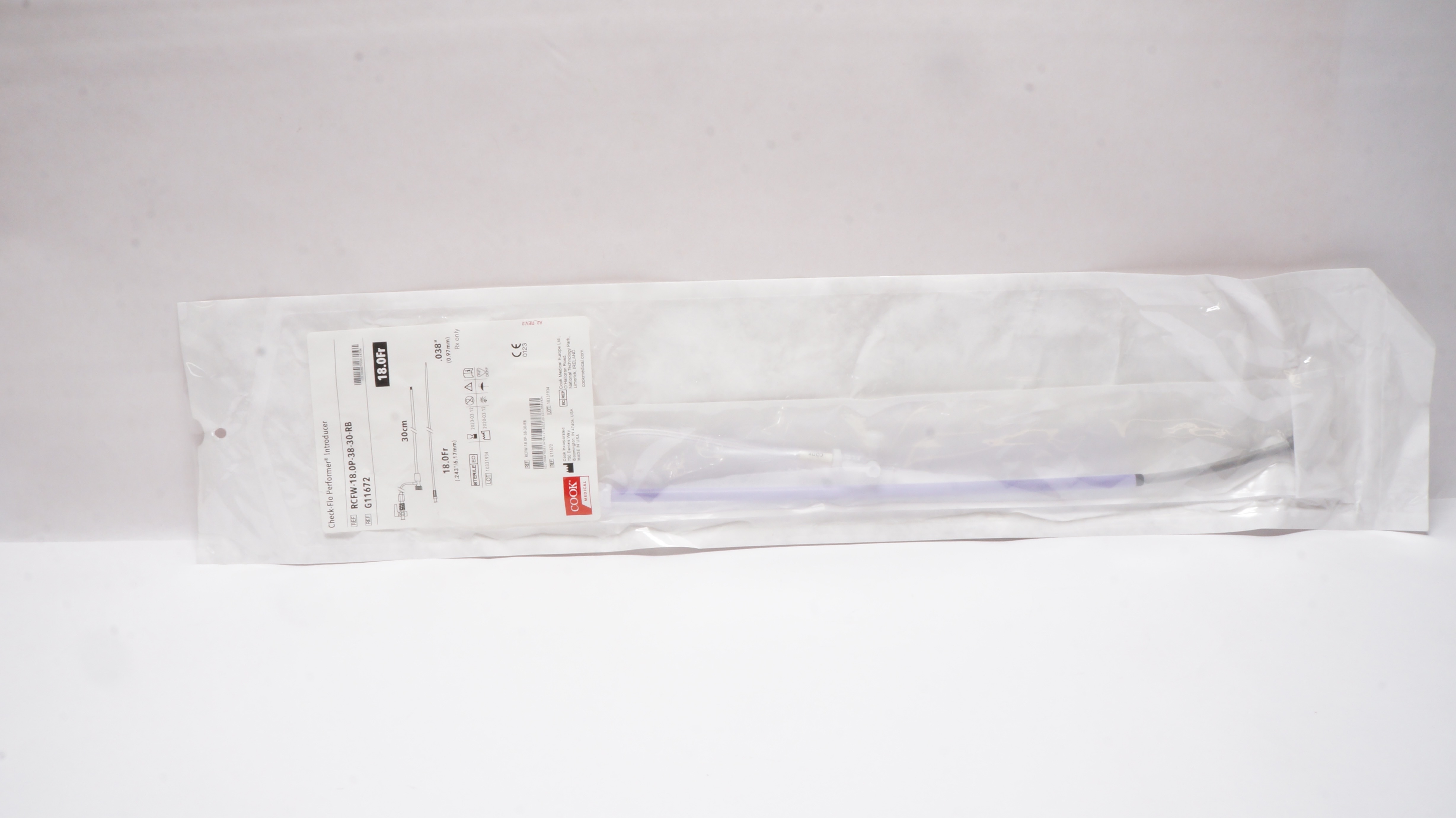 Cook Medical G11672 Check-Flo Performer Introducer 18.0Fr x .038inch x 30cm (x)