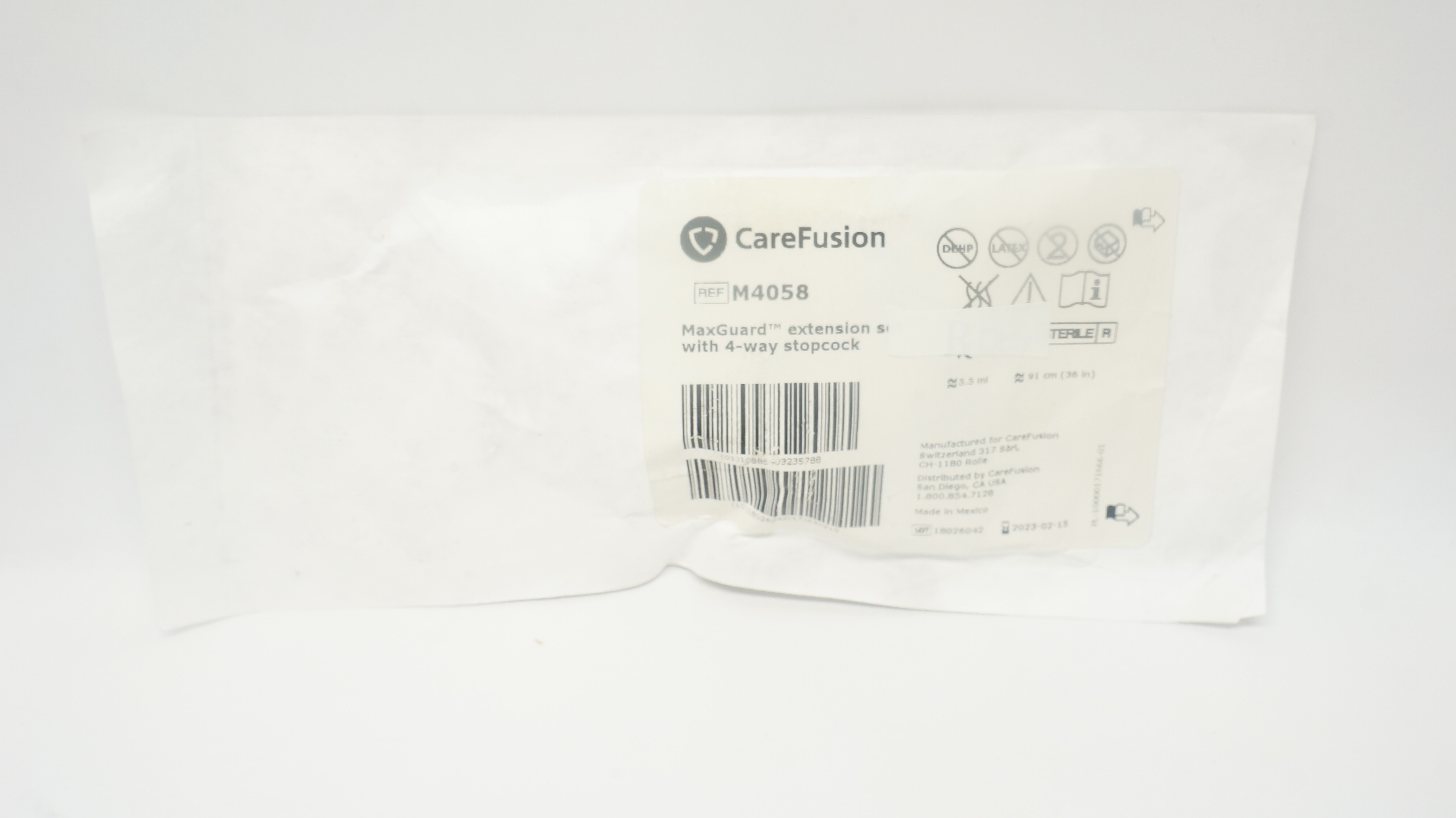 CareFusion M4058 MaxGuard Extension Set with 4-Way Stopcock 36inch x 5.5ml