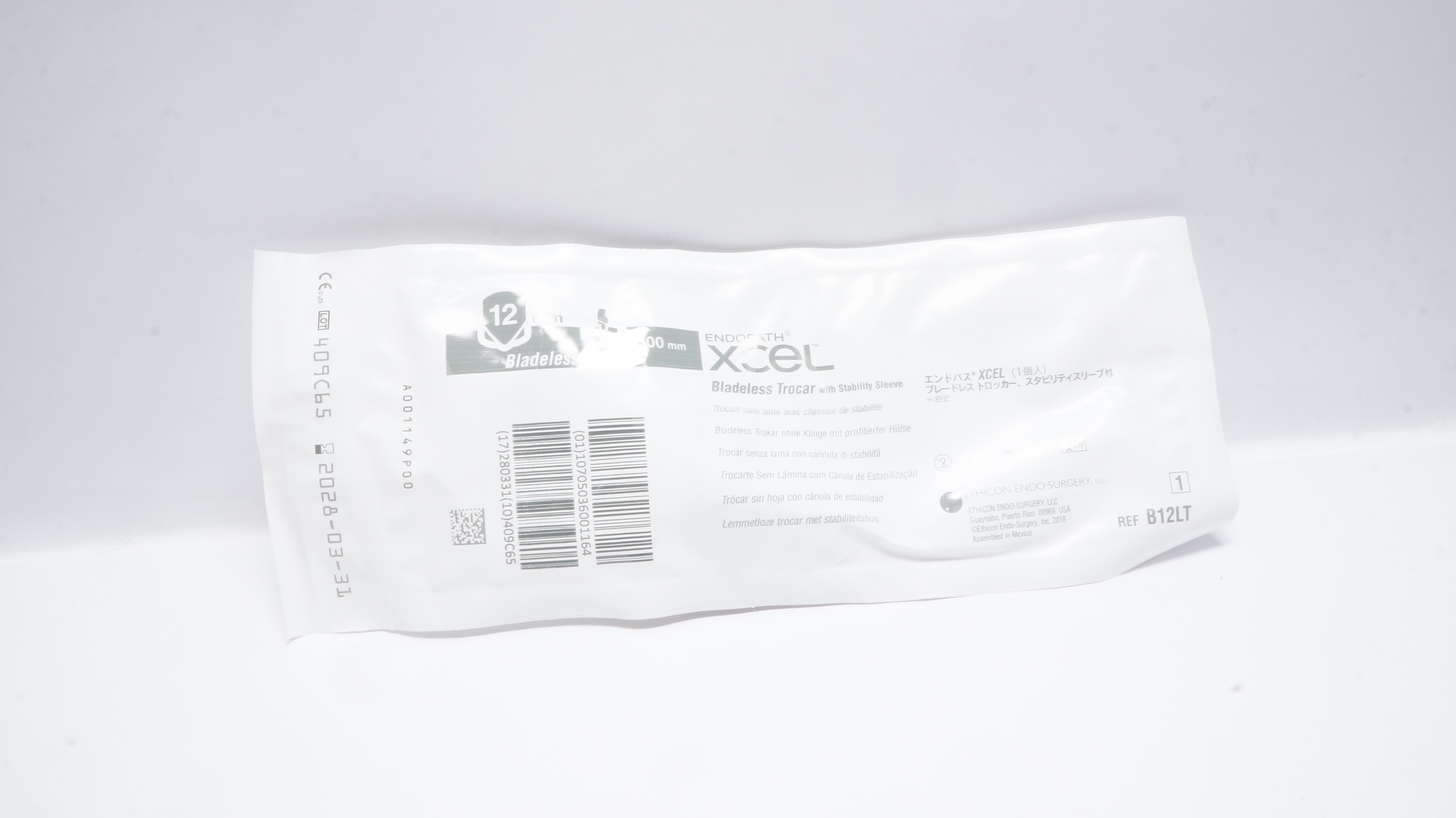 Ethicon B12LT Endopath Xcel Bladeless Trocar W/Stability Sleeve 12mm x 100mm