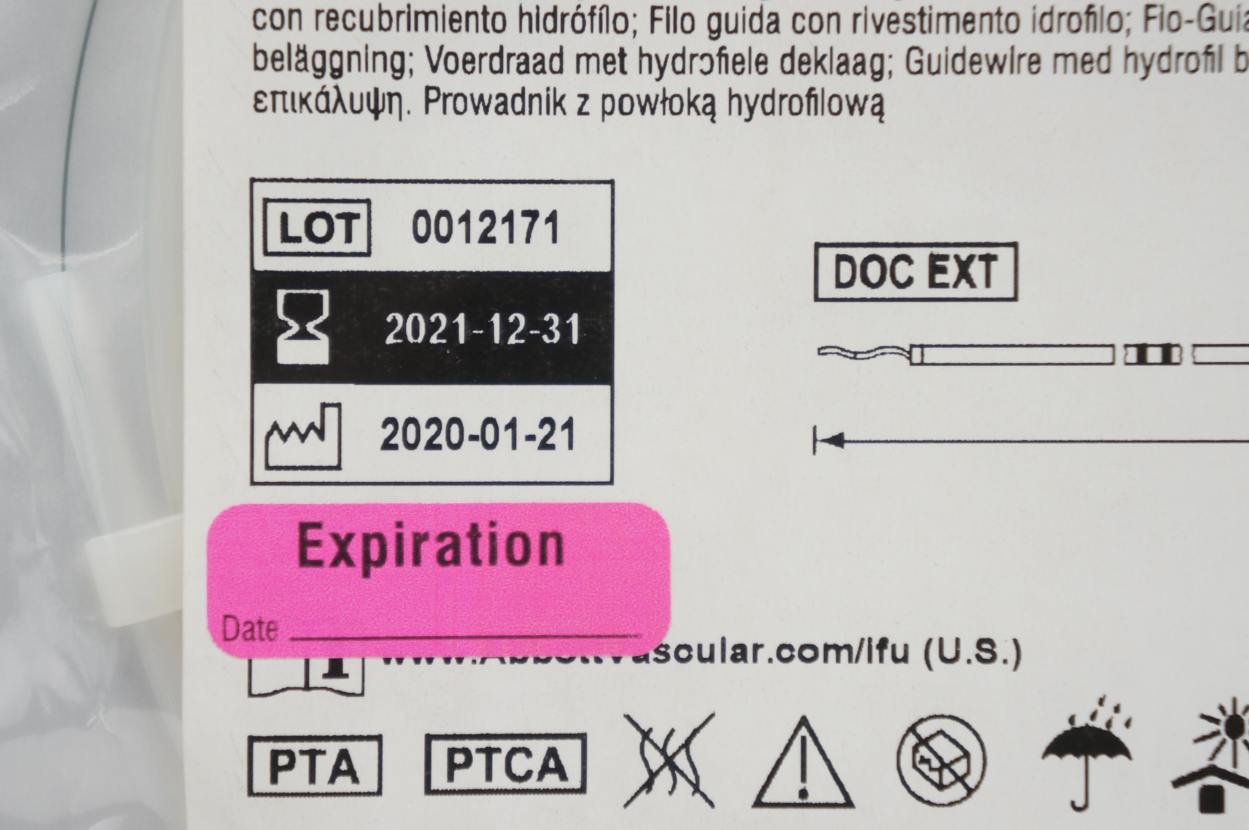 Abbott 1011834H Hi-Torque Whisper Extra Support Guide Wire 0.014