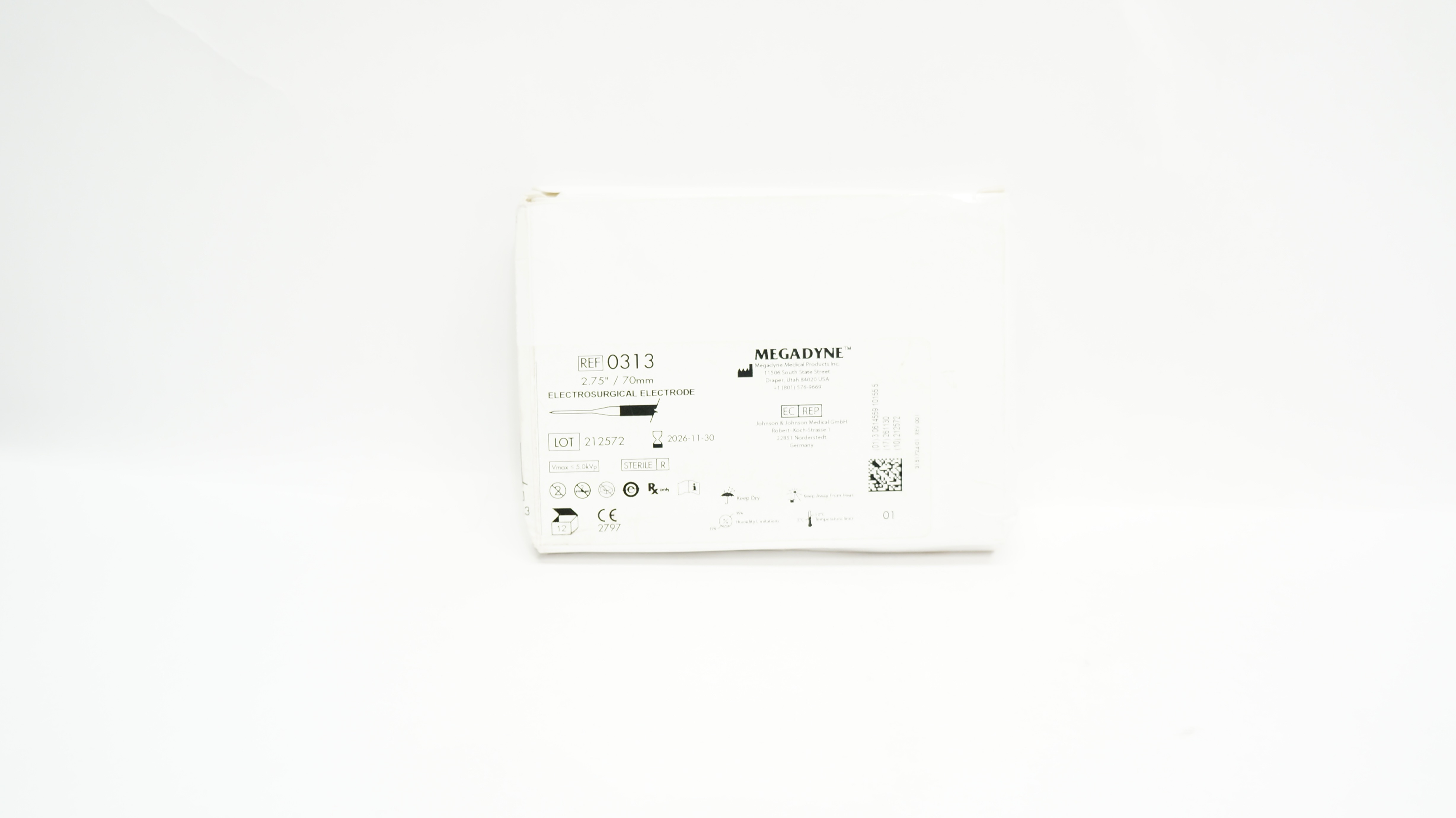 Megadyne 0313 Ndle Electrode 2.75inch Vmax≤5.0kVp - Box of 12