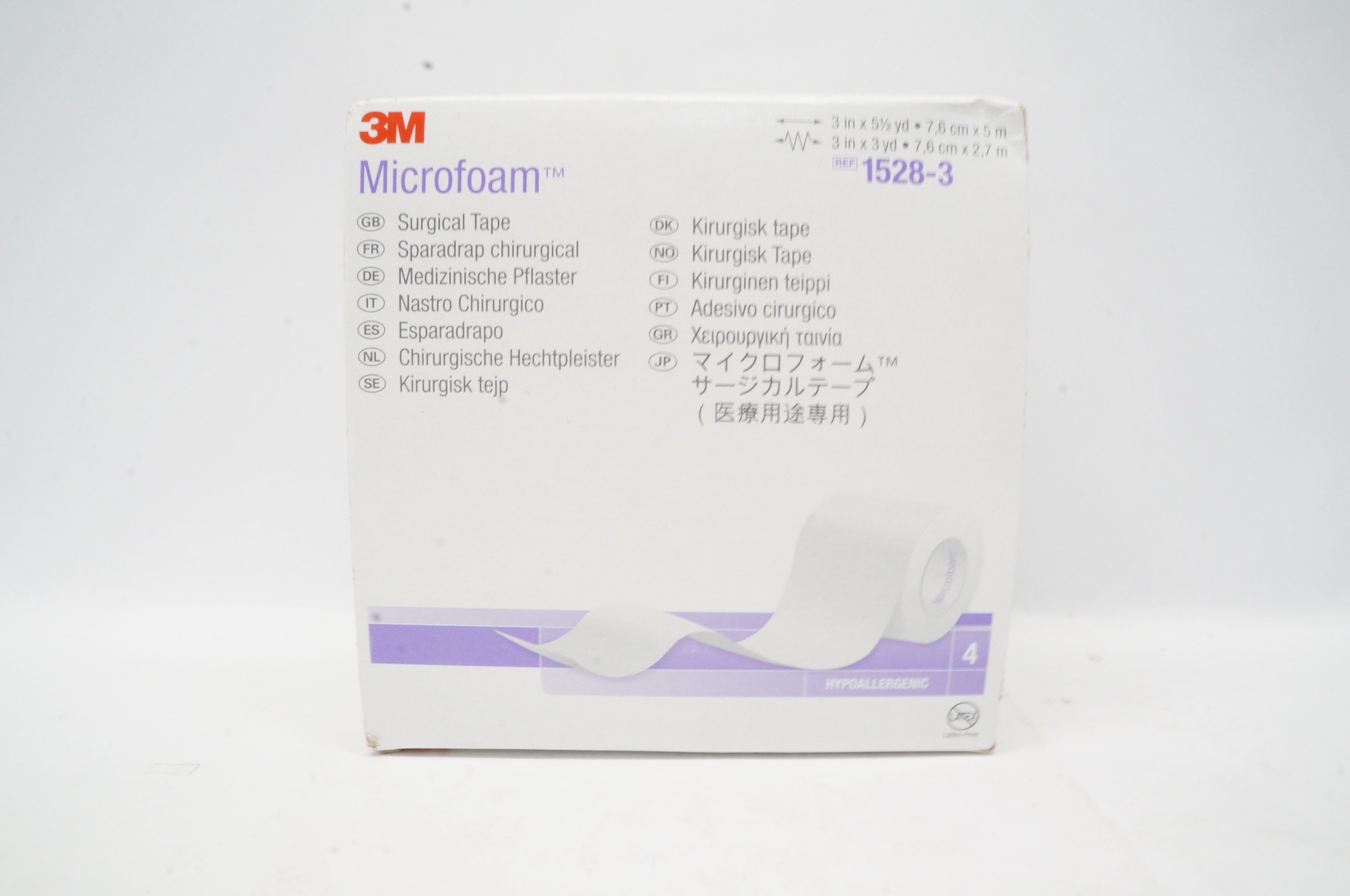 3M 1528-3 Microfoam Hypoallergenic Surgical Tape 3 inch x 5 1/2yd (x) - Box of 4