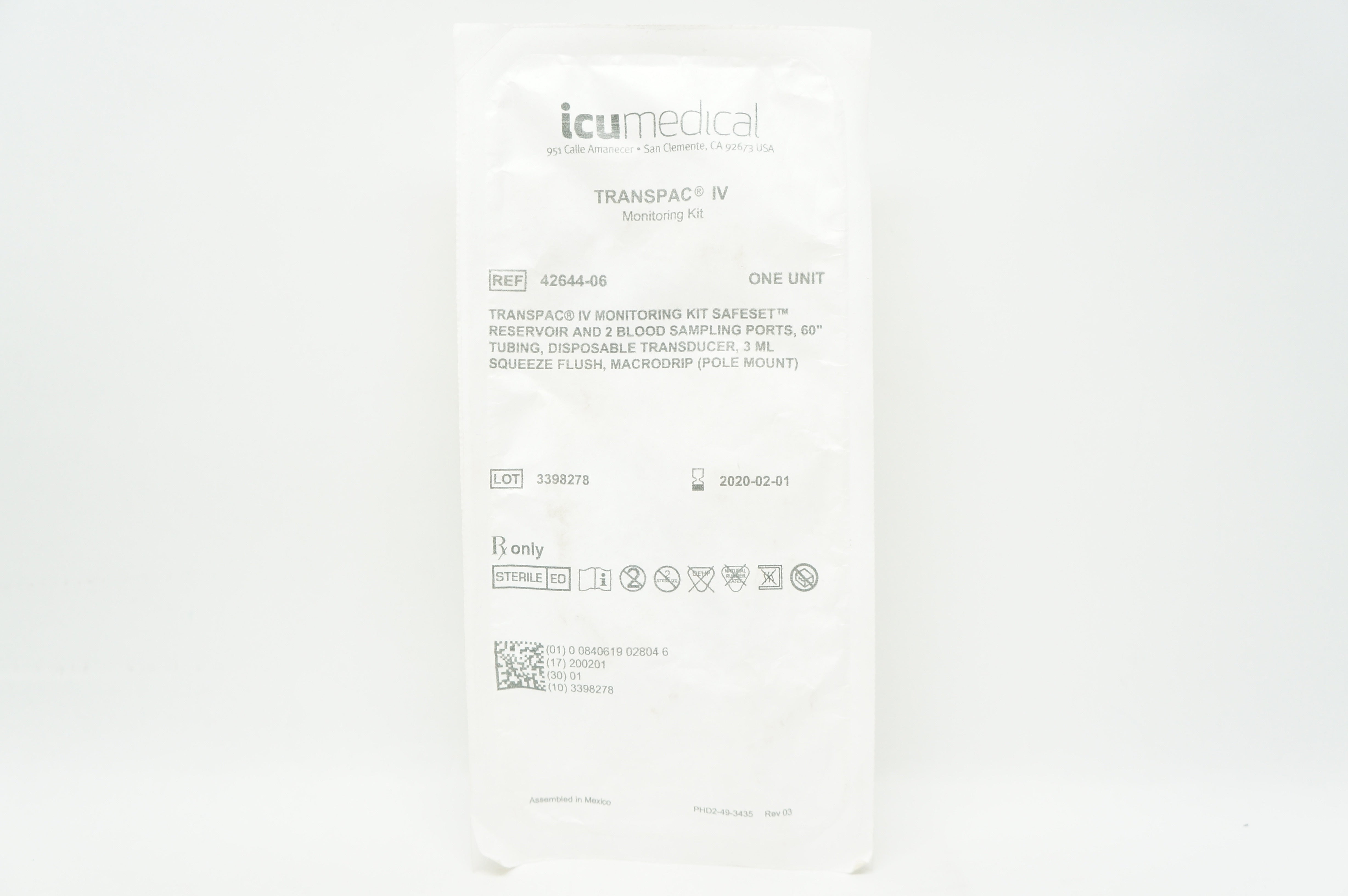 ICU Medical 42644-06 Transpac IV Monitoring Kit (x)