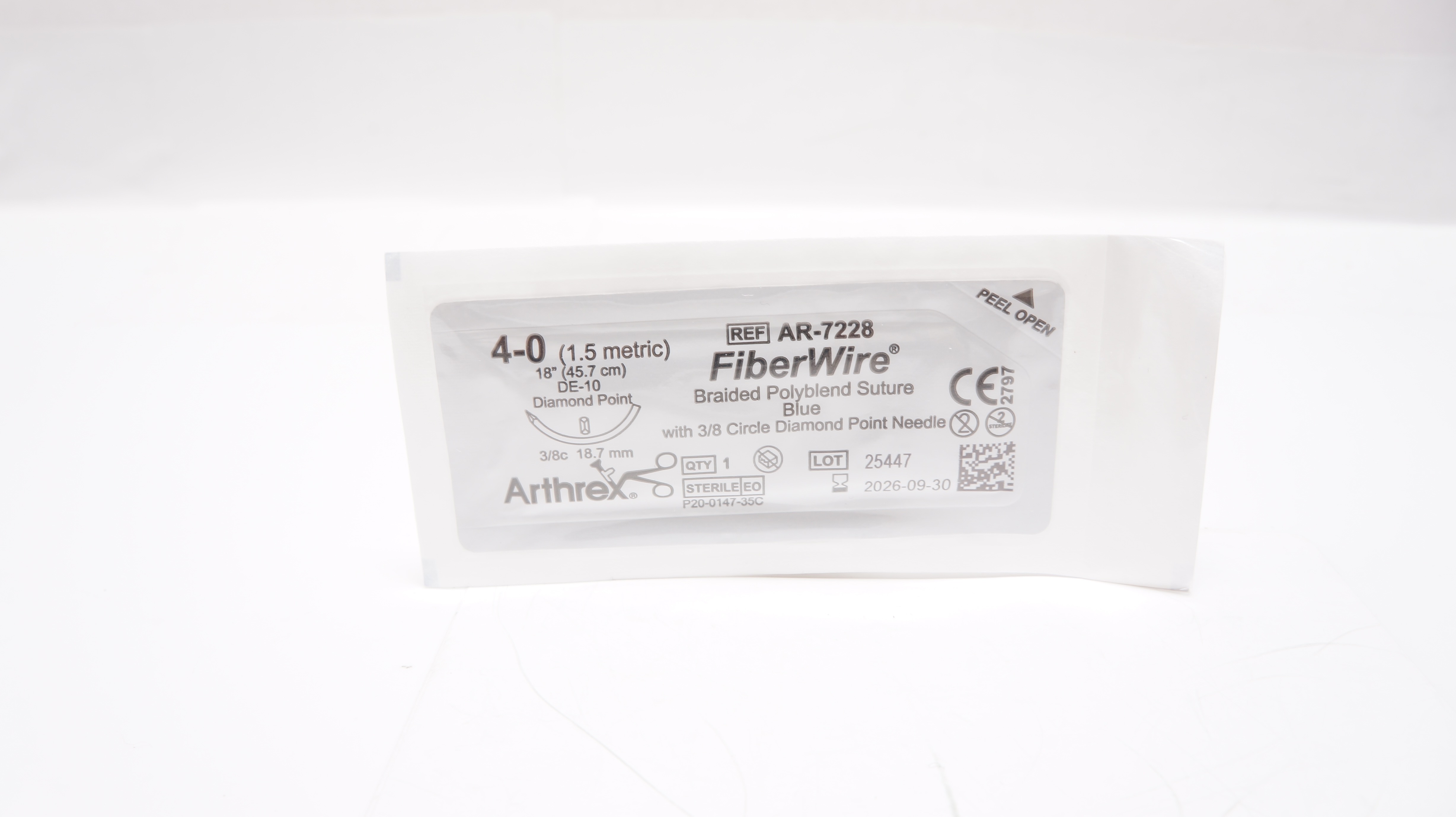 Arthrex AR-7228 4-0 FiberWire Braided Polyblend Stre, DE-10 3/8c 18.7mm 18inch