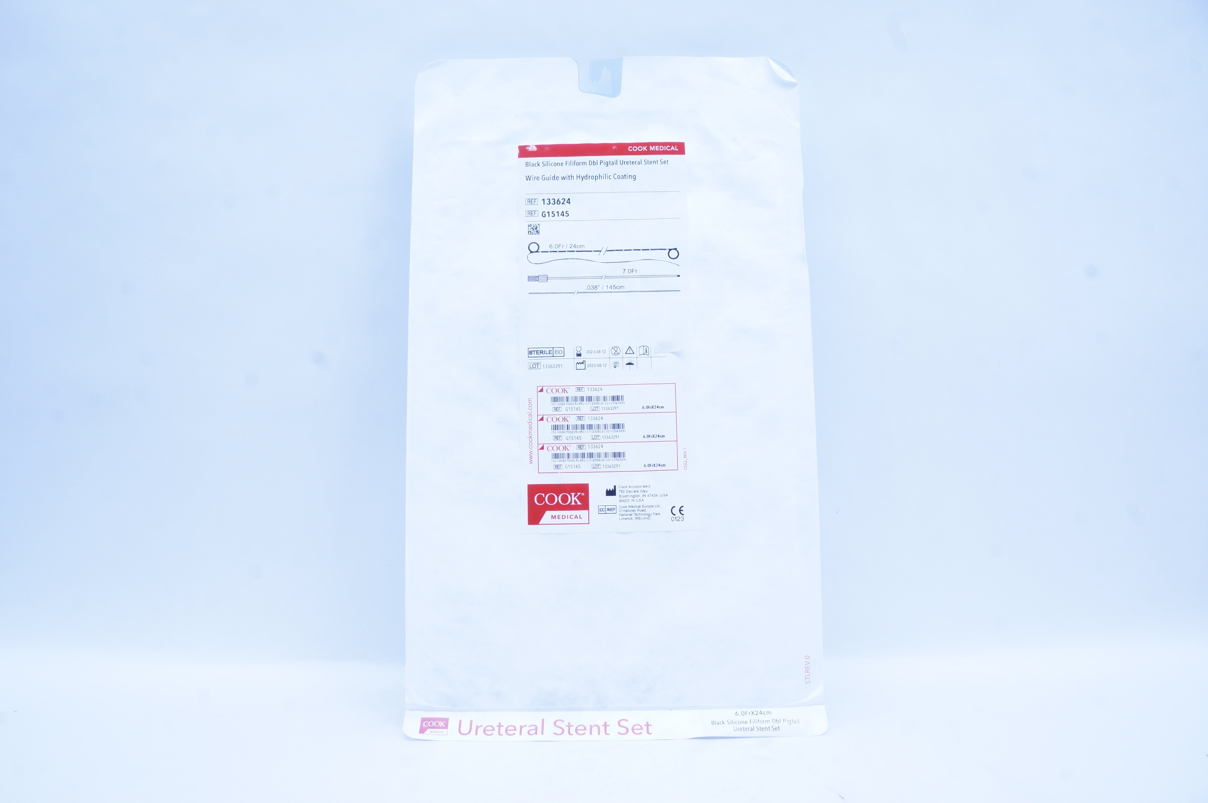 Cook G15145 Silicone Filiform Dbl. Pigtail Ureteral Stnt Set 6Fr.x 22cm
