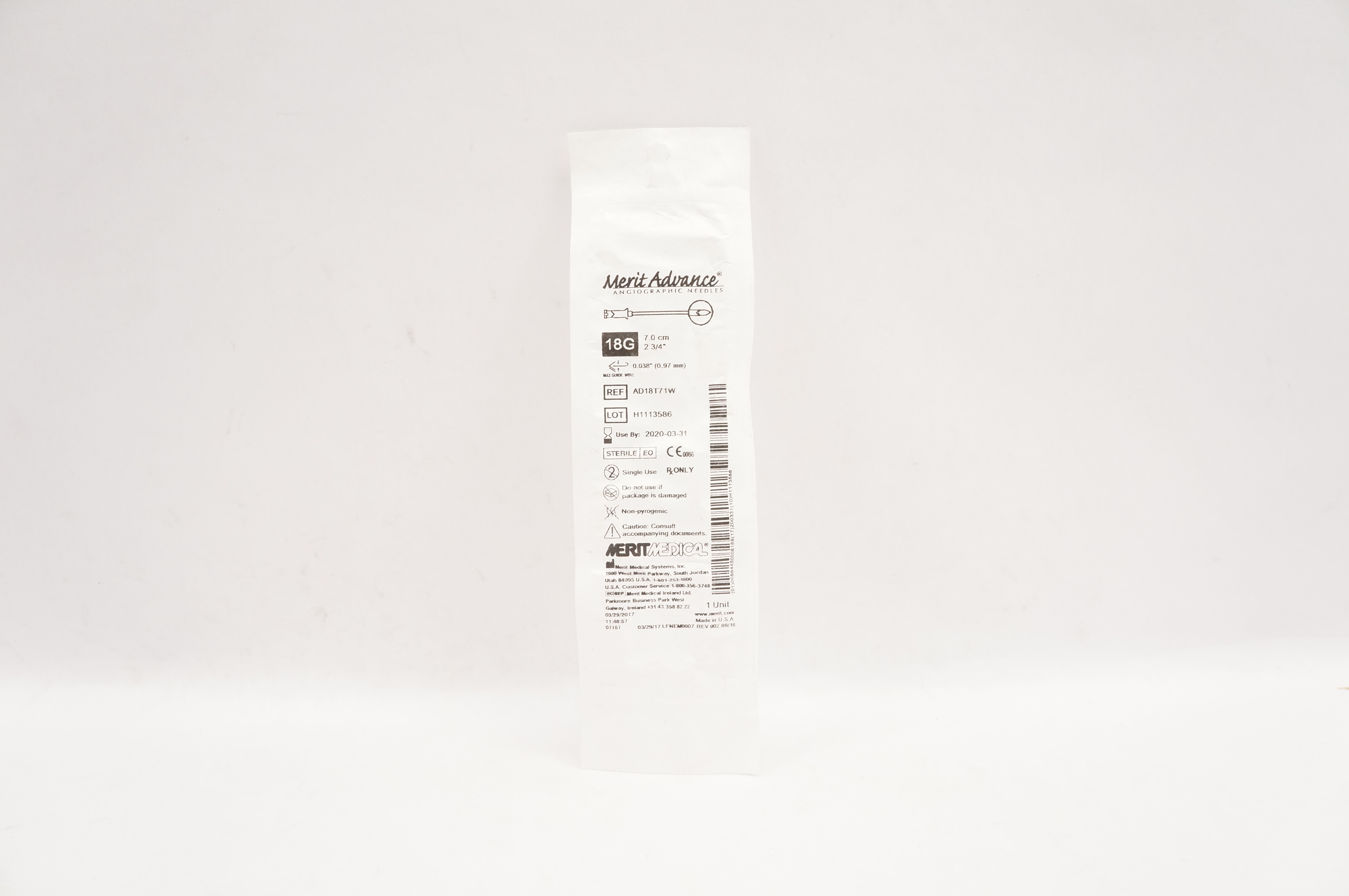 Merit Medical AD18T71W Merit Advance Angiographic Needles 18G (x)