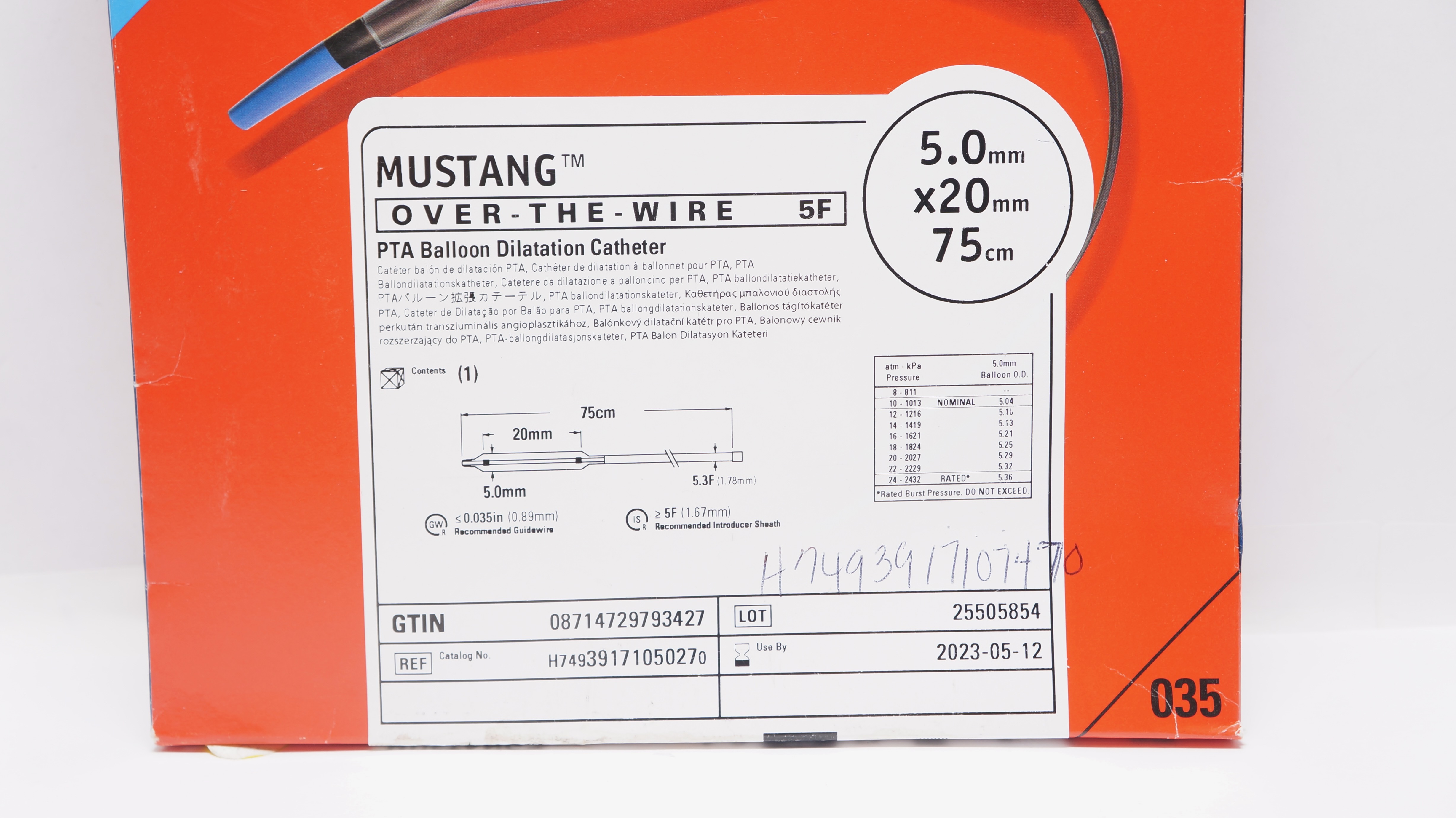 Boston Scientific 3917105027 Mustang OTW 5F, PTA Balloon 