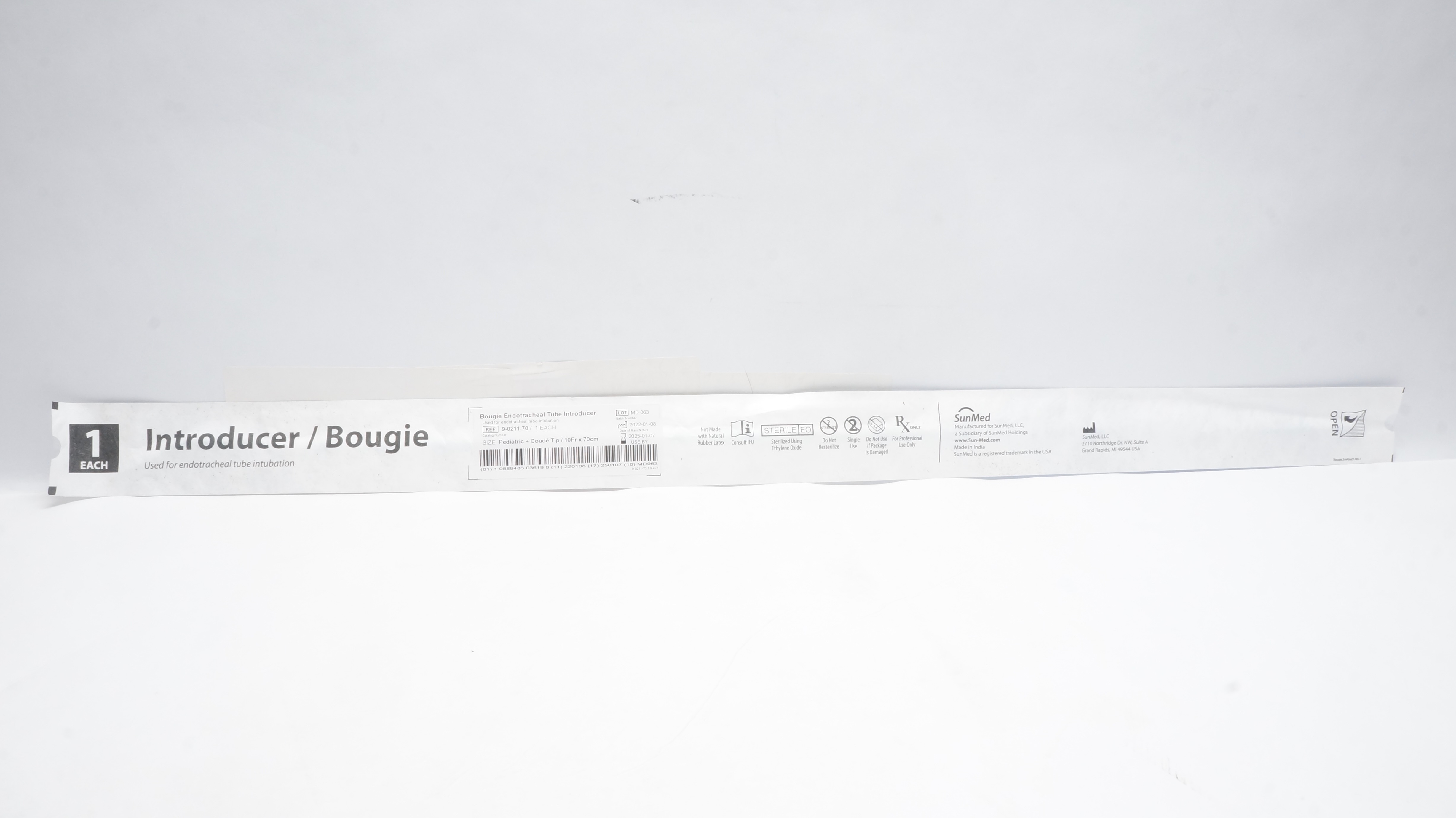 SunMed 9-0211-70 Bougie Endotracheal Tube Introducer Pediatric 10Fr x 70cm (x)