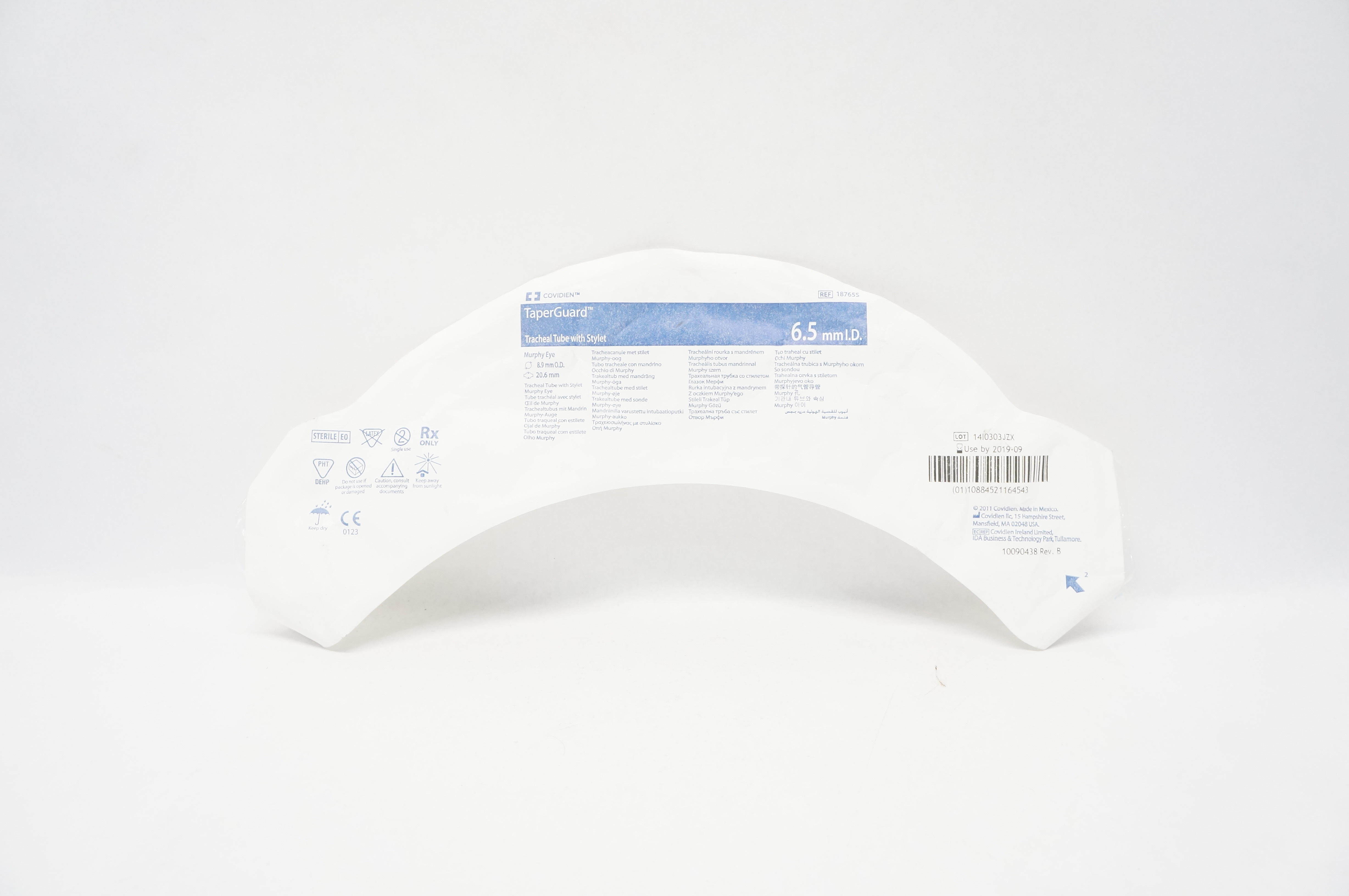 Covidien 18765S Shiley Tracheal Tube With Stylet Murphy Eye 6.5 mm x 8.9 mm (x)