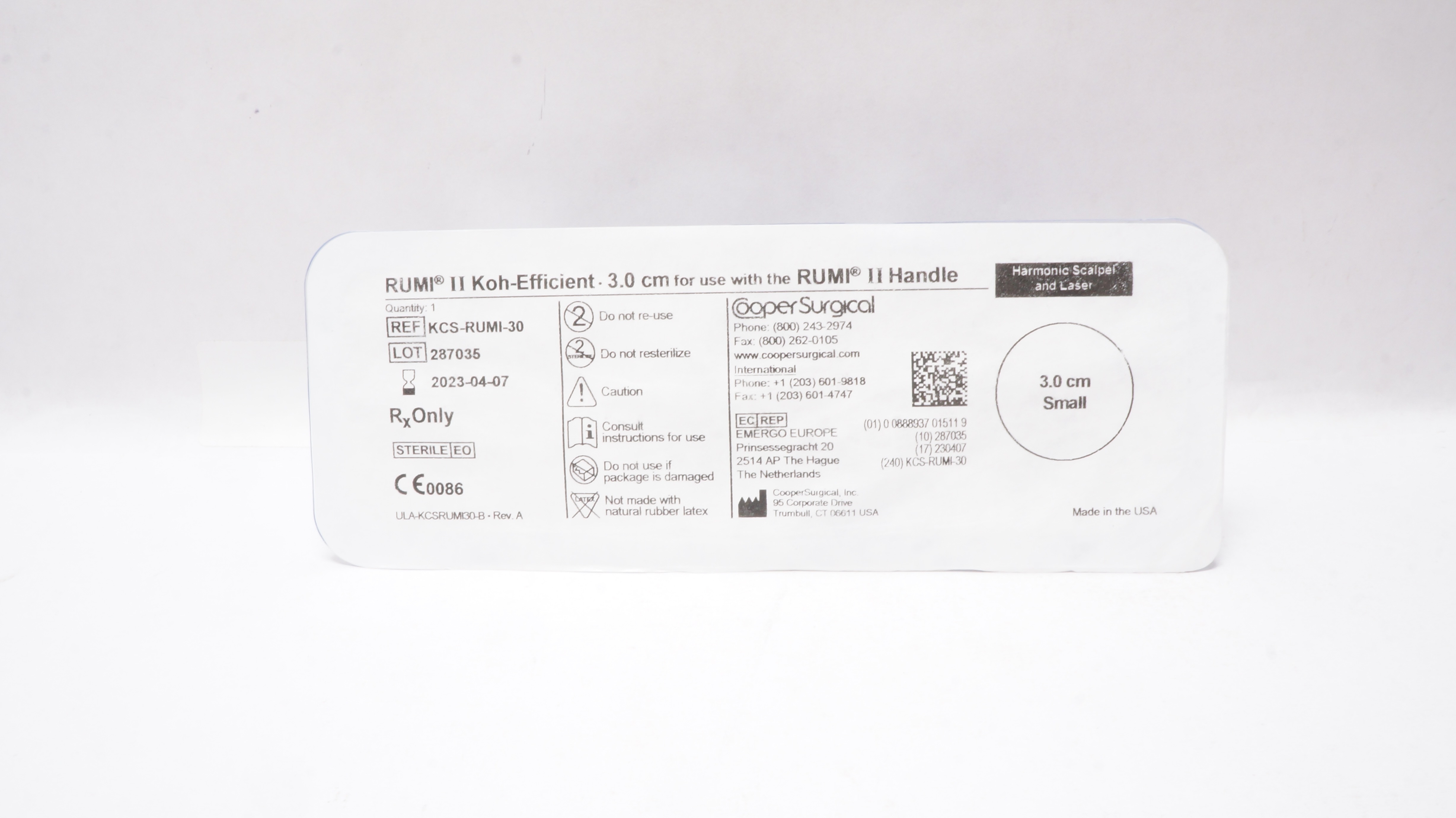 Cooper Surgical KCS-RUMI-30 RUMI II Koh-Efficient Uterine Manipulator 3.0cm (x)