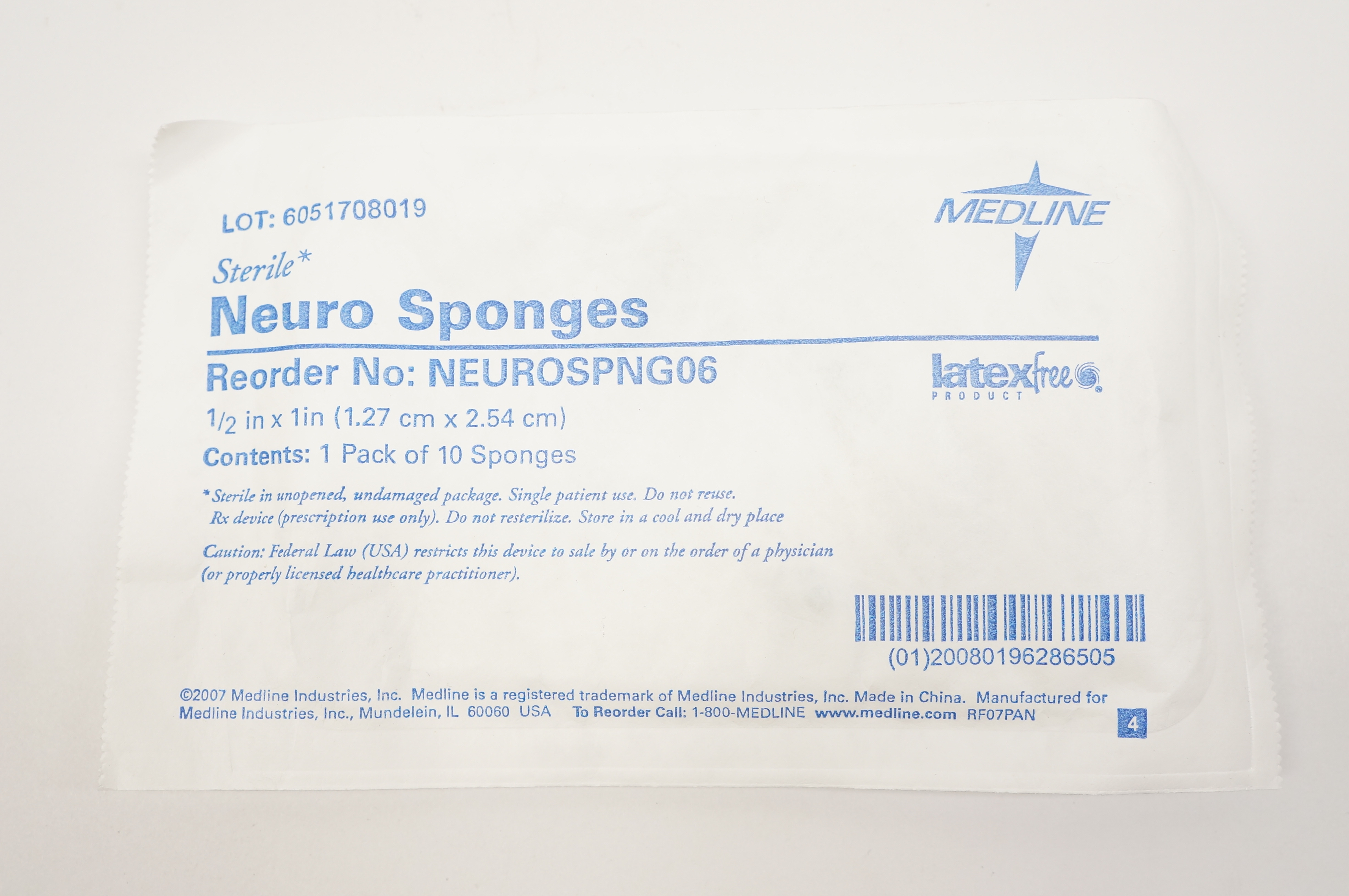 Medline NEUROSPNG06 Neuro Sponges 1/2inch x 1inch