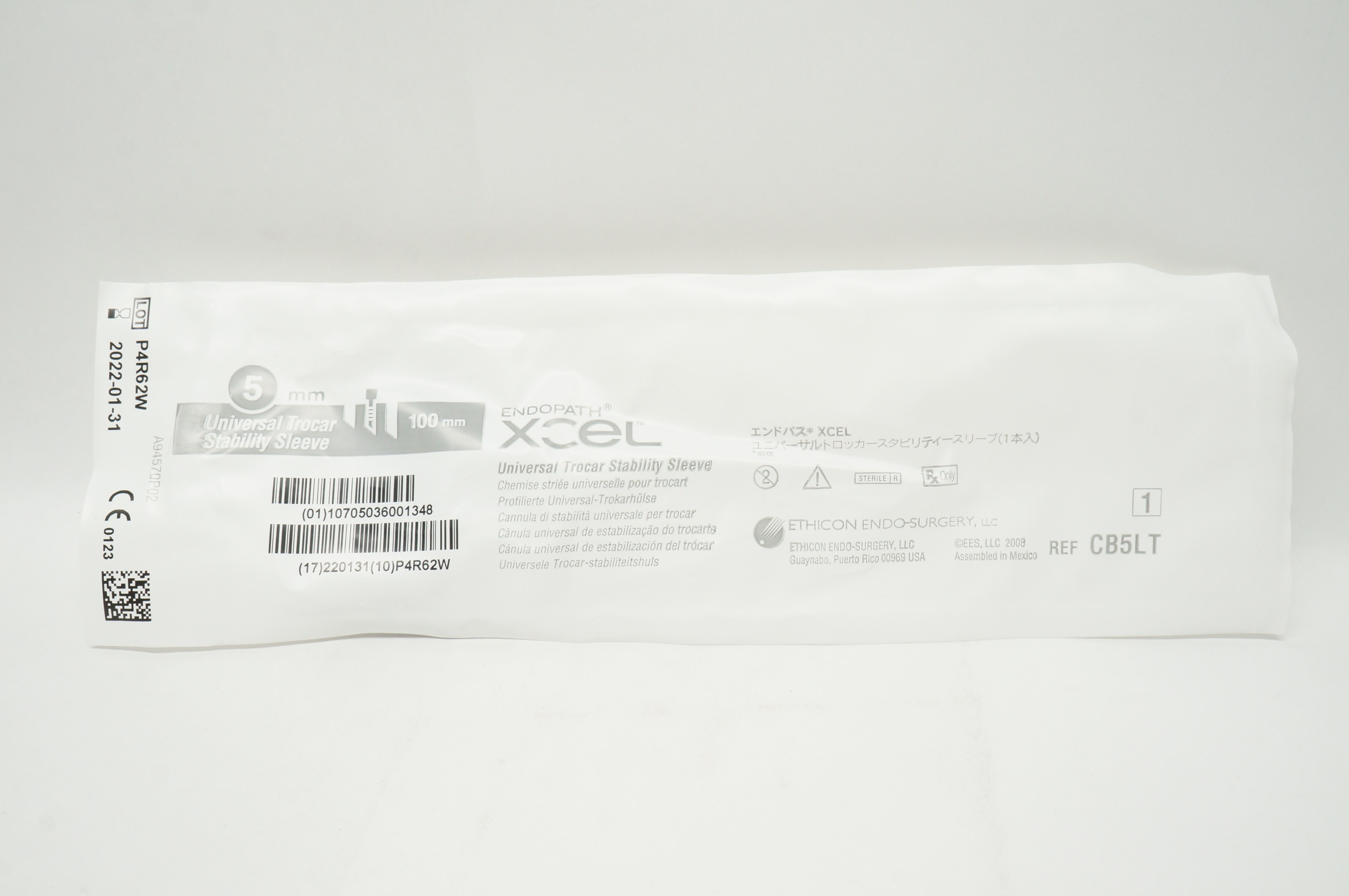 Ethicon CB5LT Xcel Trocar Sleeve W/ Stability Sleeve 5mm x 100mm