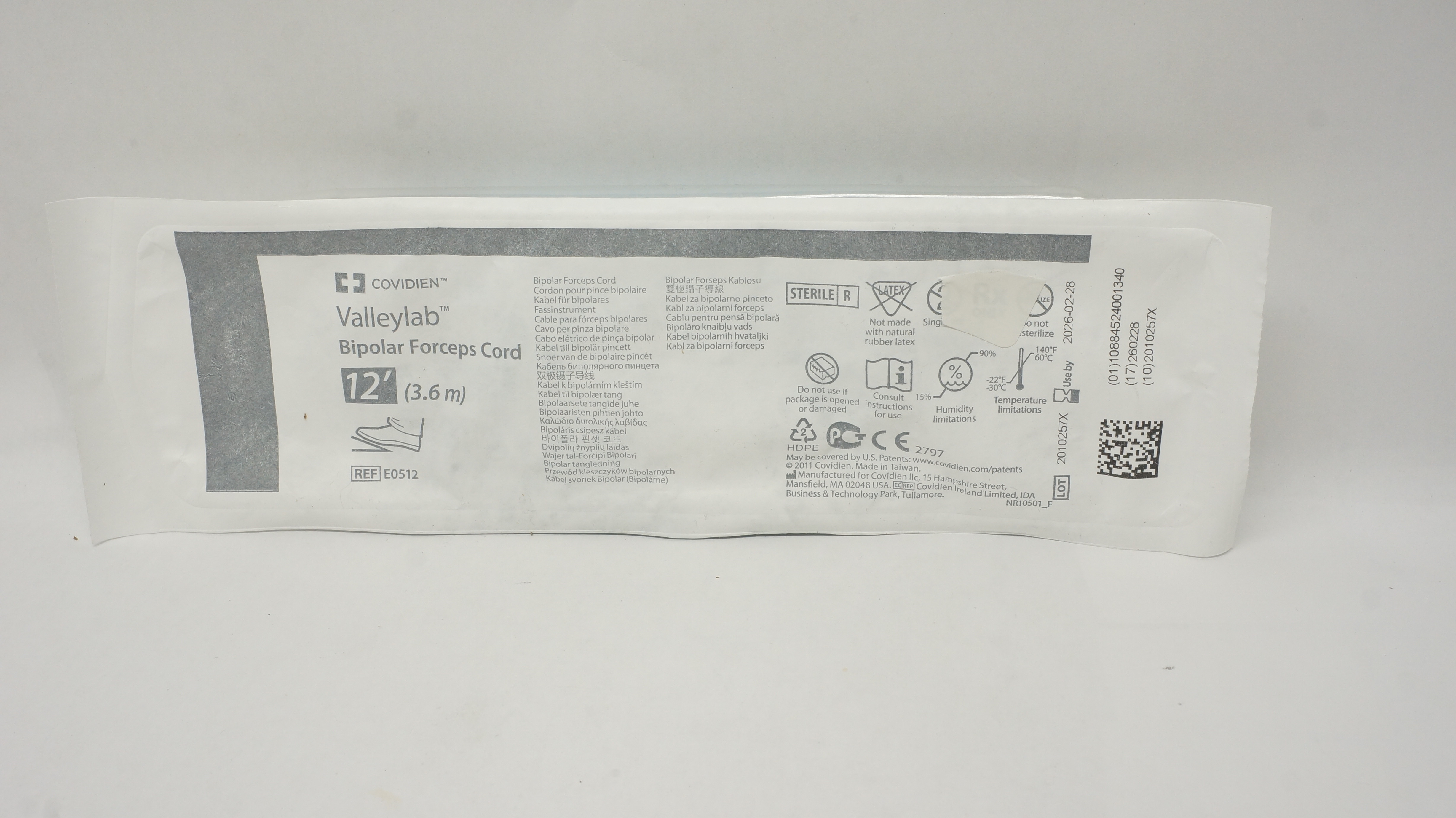 Covidien E0512 Valleylab Bipolar Forceps Cord 12 Ft