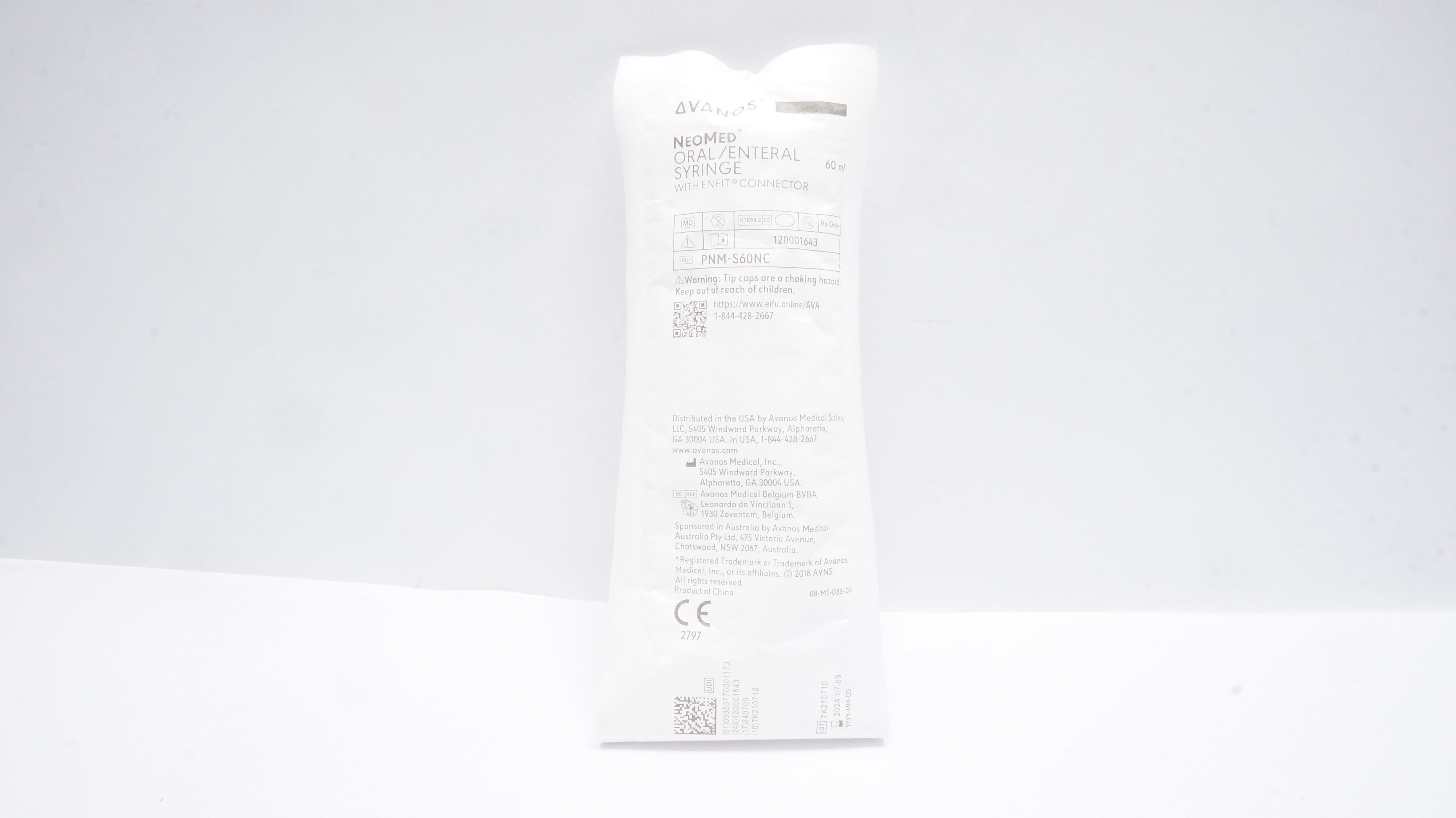 Avanos PNM-S60NC NeoMed Oral/Enteral Syringe 60mL w/ENFIT Connector (x)