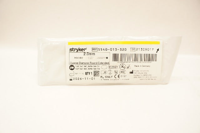 Stryker 5540-013-320 Coarse Diamond Round Extended Bur 2.0mm