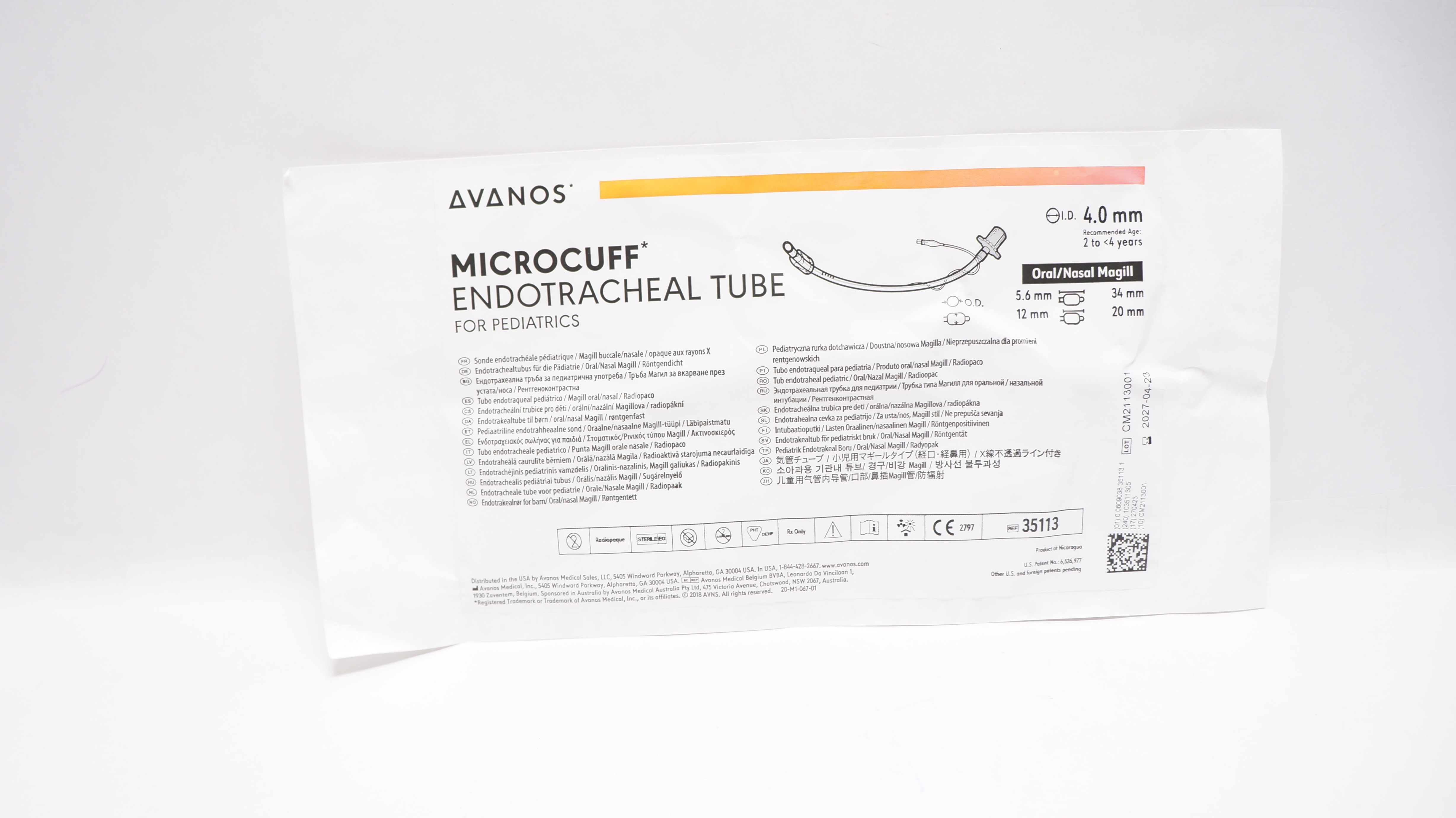 Halyard 35113 Microcuff Endotracheal Tube For Pediatrics 5.6 OD x 4.0