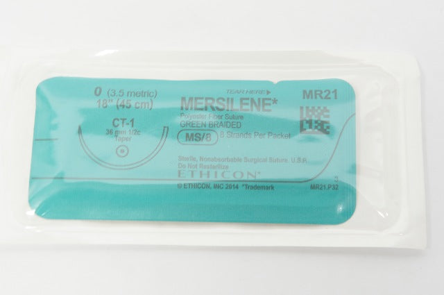 Ethicon MR21 0 Mersilene, CT-1, 36mm 1/2c Taper, 18inch