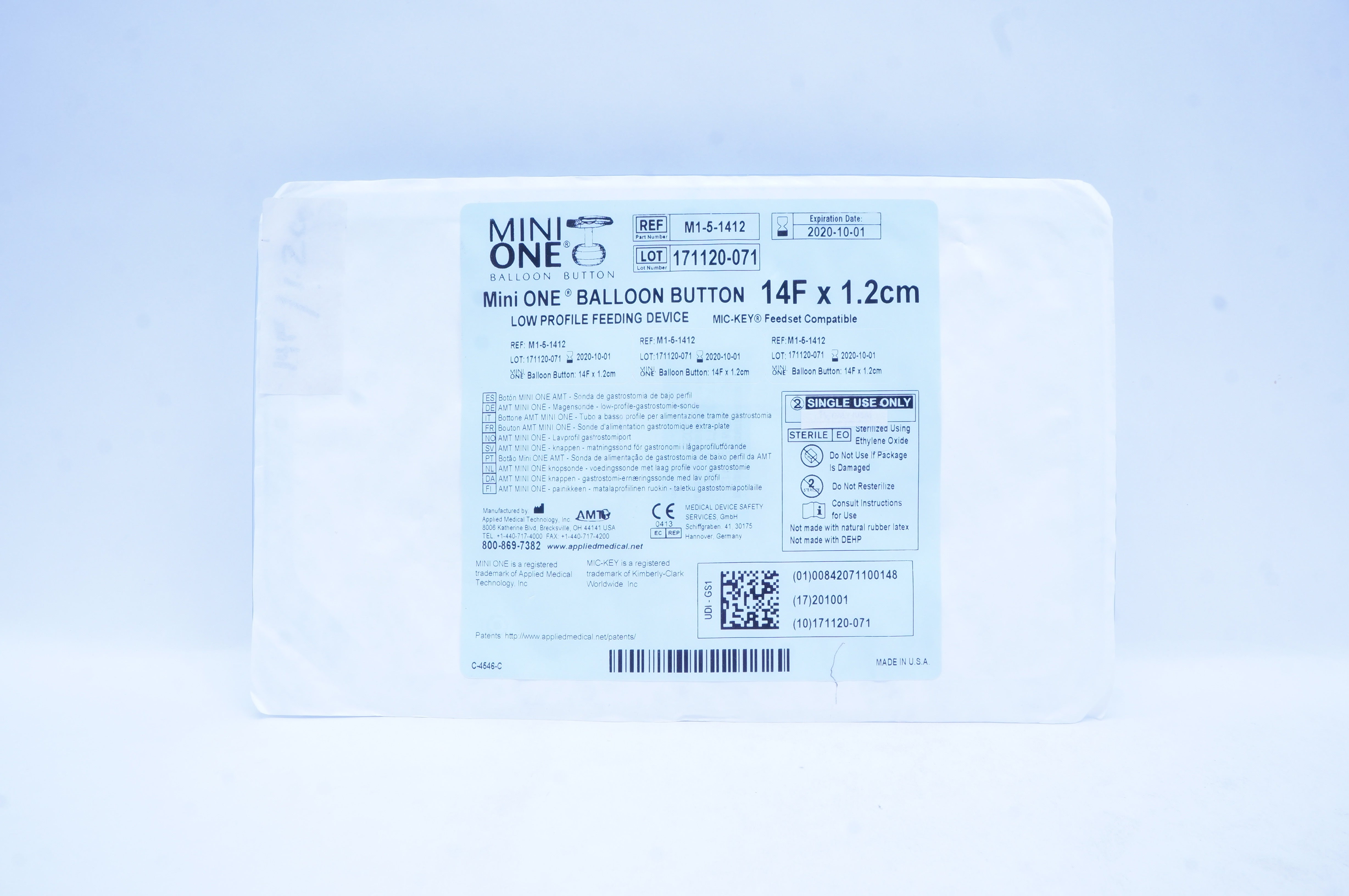 Applied Medical M1-5-1412 Mini ONE Balloon Button Low Profile 14F x 1 ...