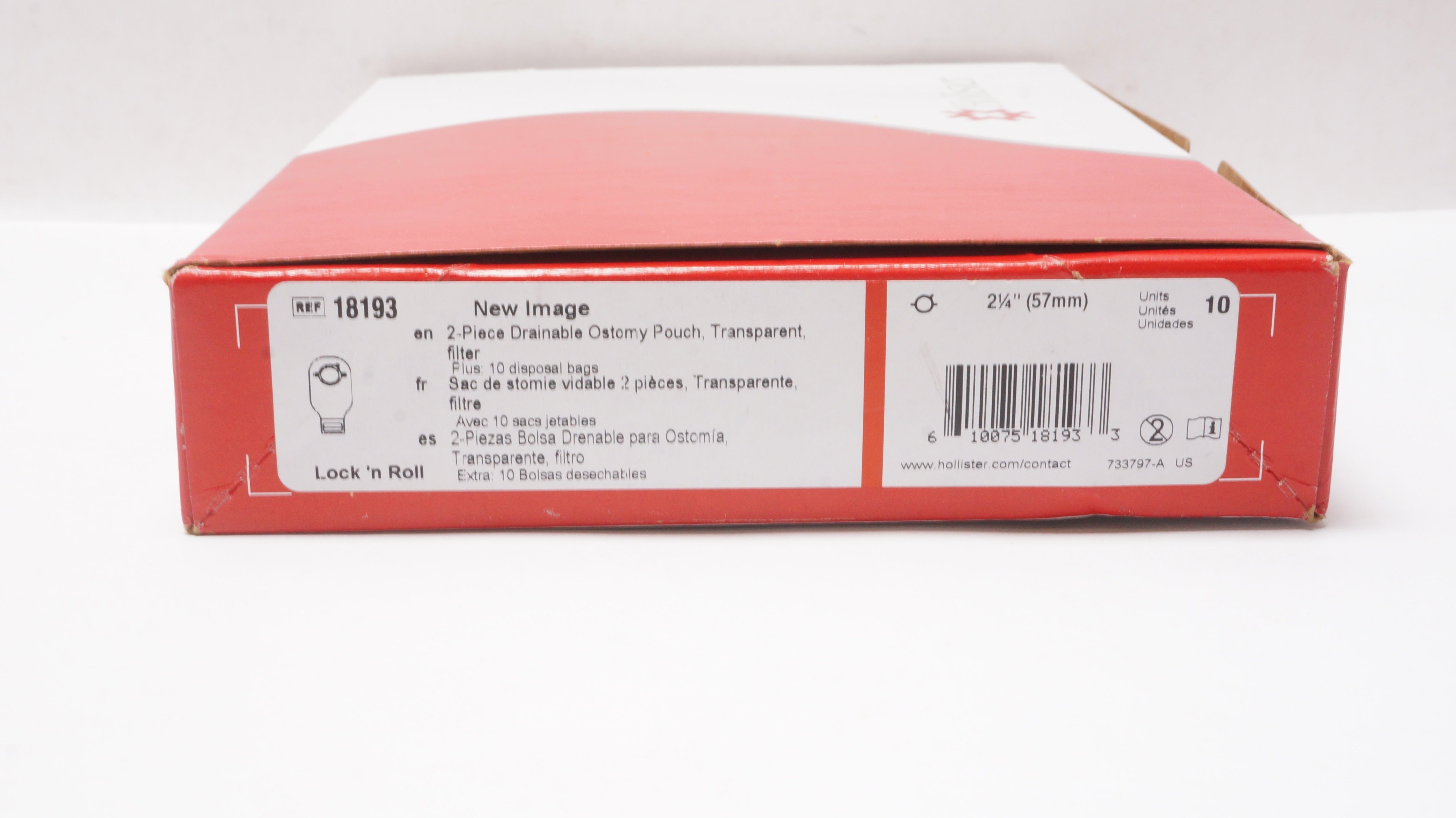 Hollister 18193 New Image 2-PieceDrainable Ostomy Pouch 2-1/4inch