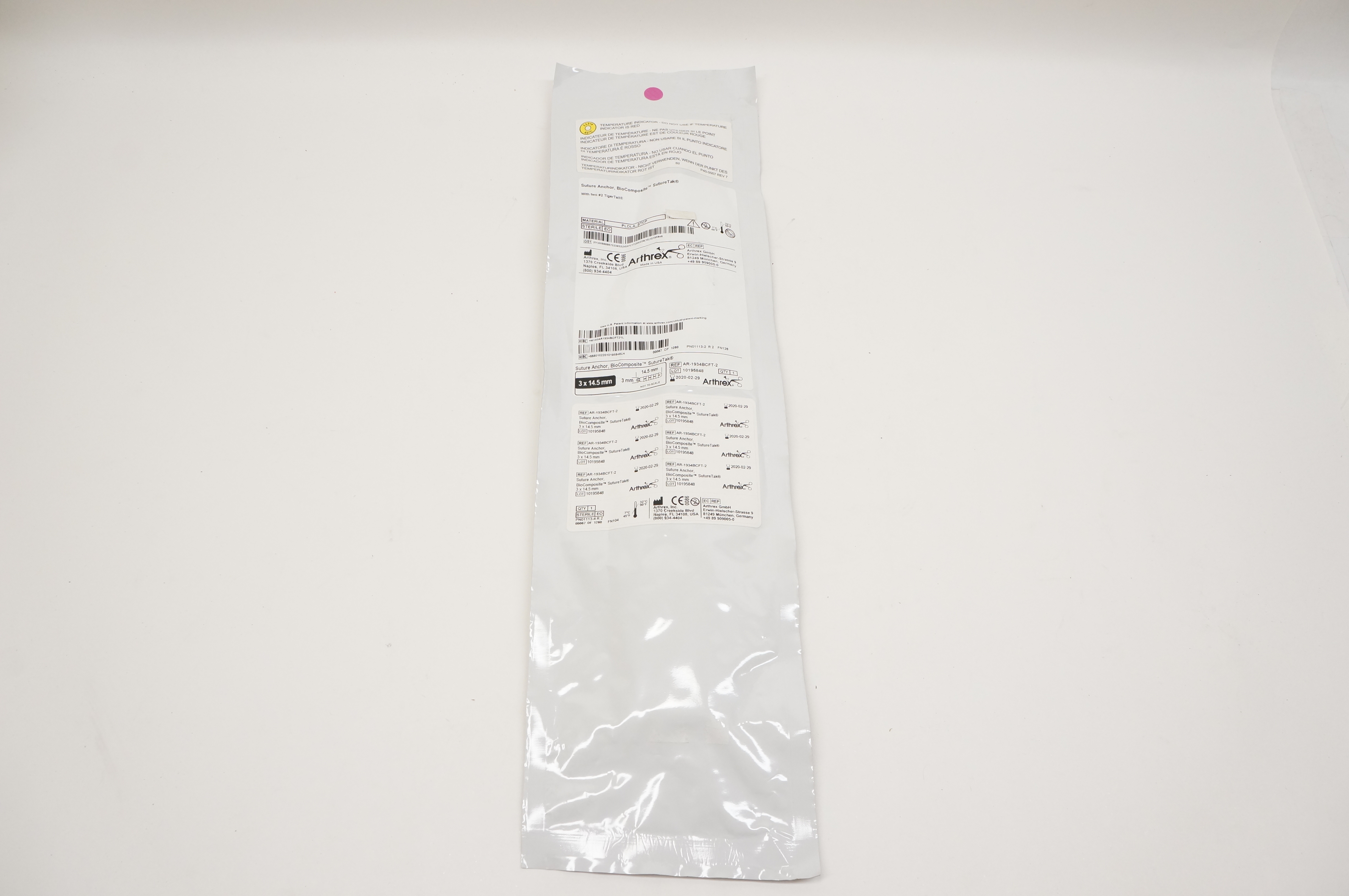 Arthrex AR-1934BCFT-2 Stre Anchor, BioComposite SutureTak 3 x 14.5mm (x)