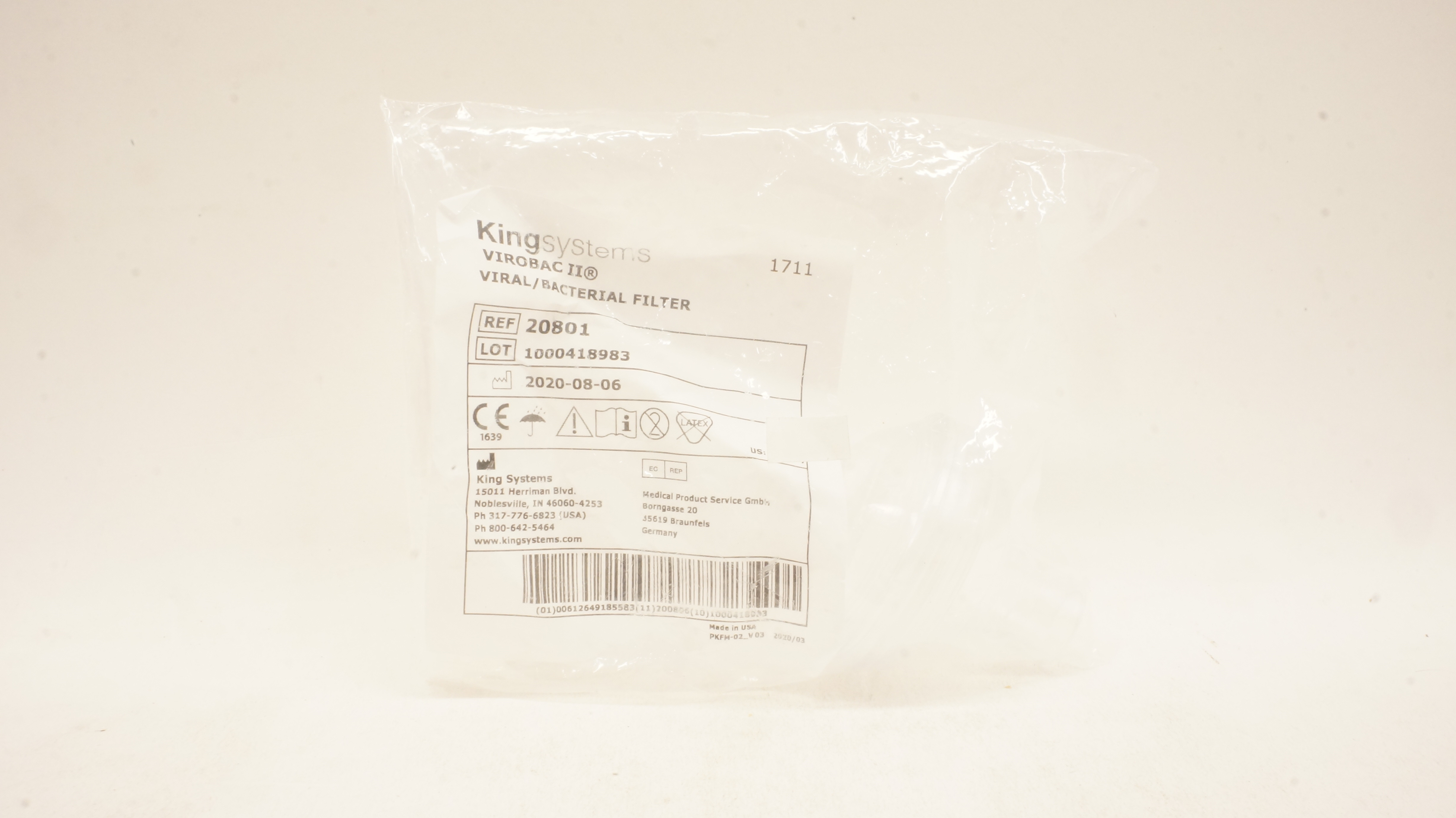 King Systems 20801 Virobac II Viral/Bacterial Filter