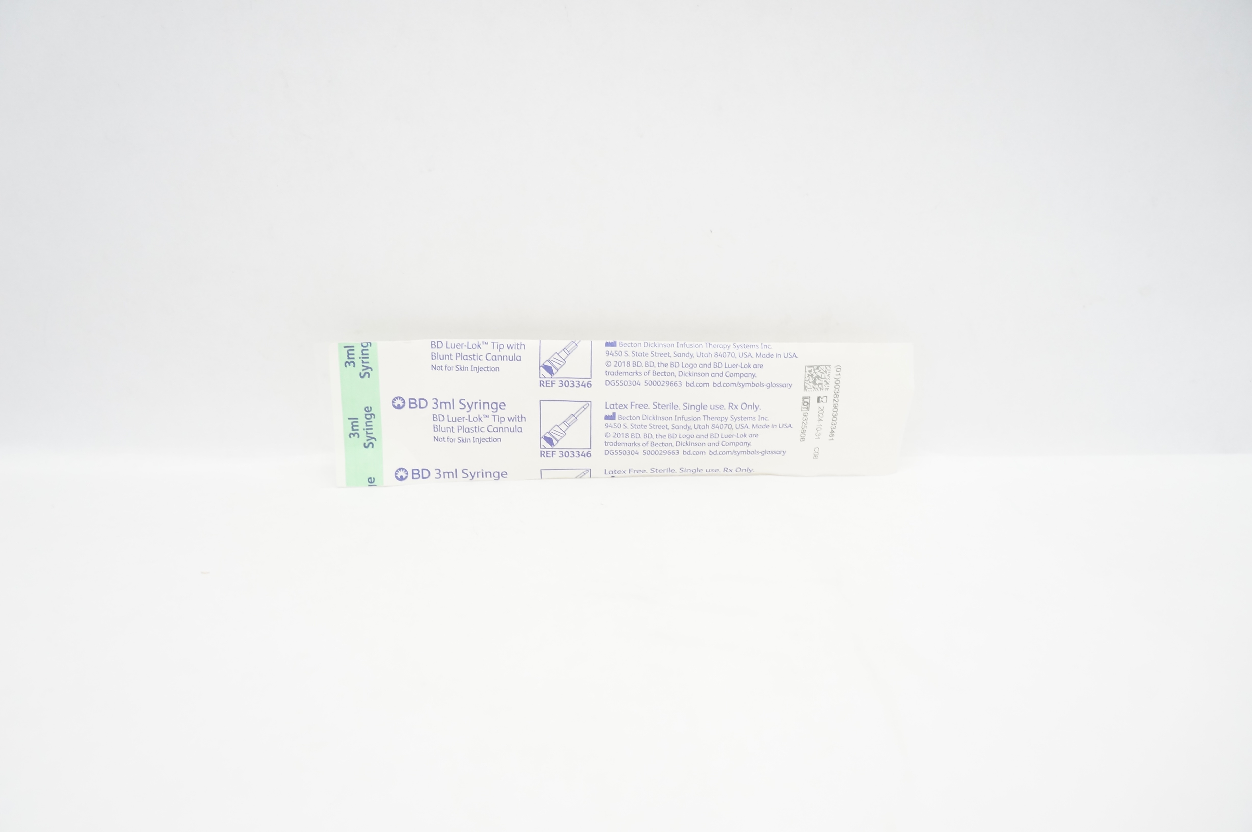 BD 303346 3 ml Syringe BD Luer-Lok Tip With Blunt Plastic Cannula