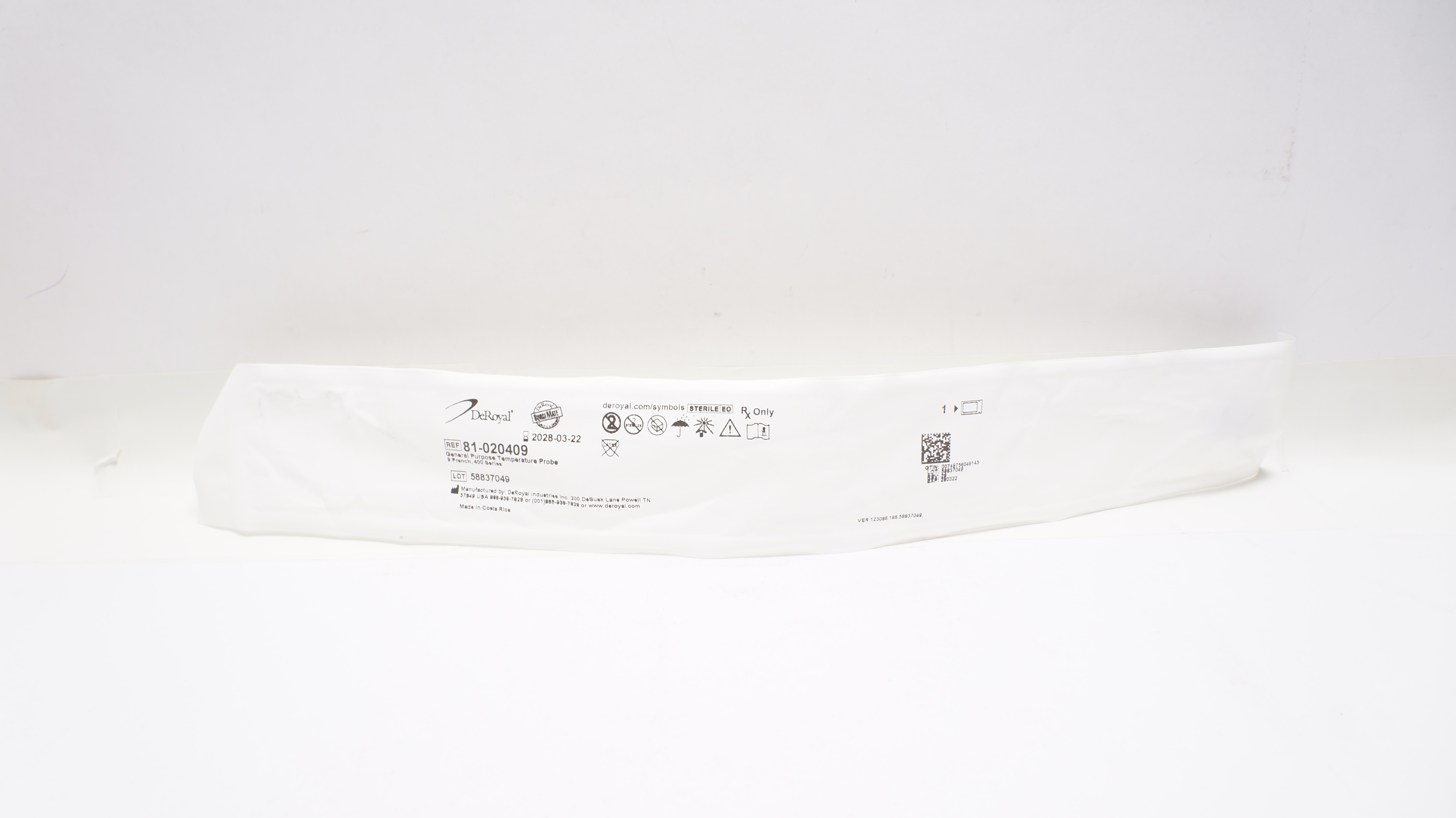 DeRoyal 81-020409 General Purpose Temperature Probe 9Fr, 400 Series