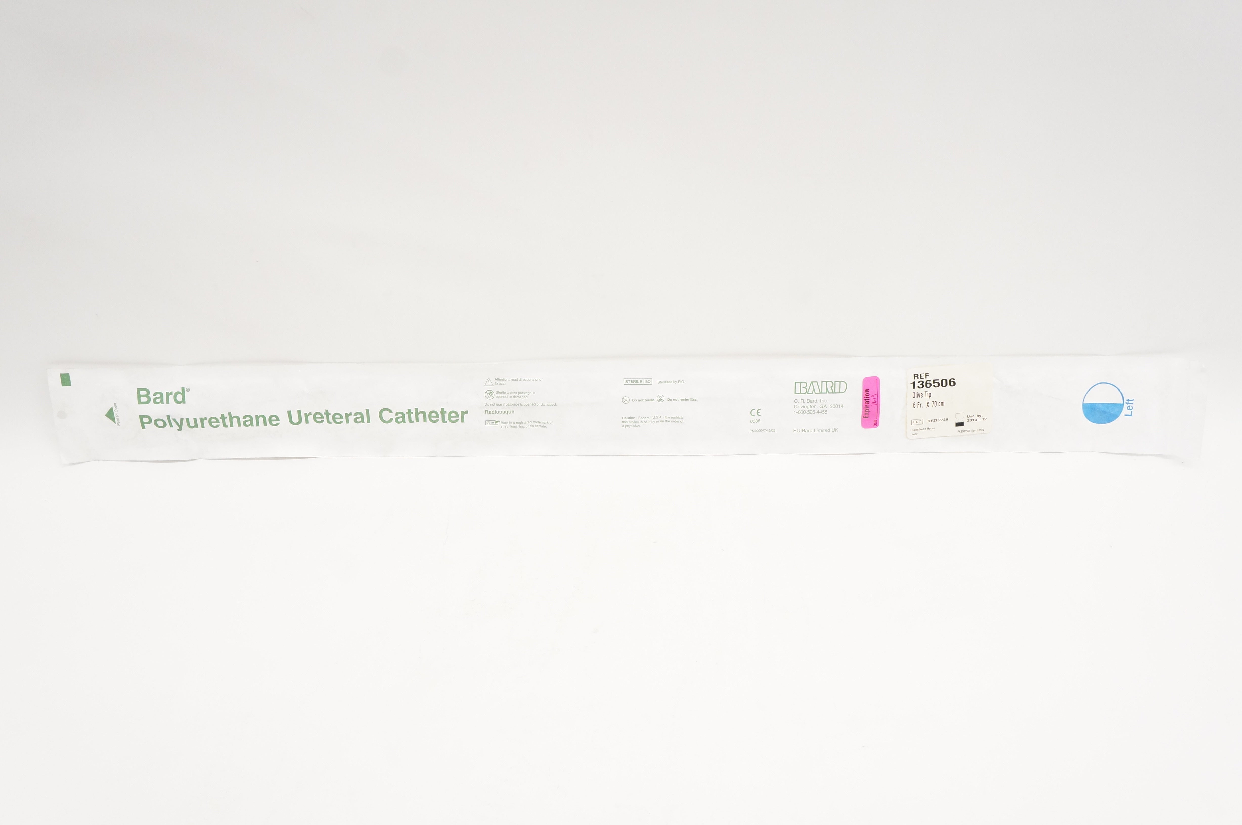 Bard 136506 Polyurethane Ureteral Cath. Olive Tip, Left 6Fr x 70cm (x)