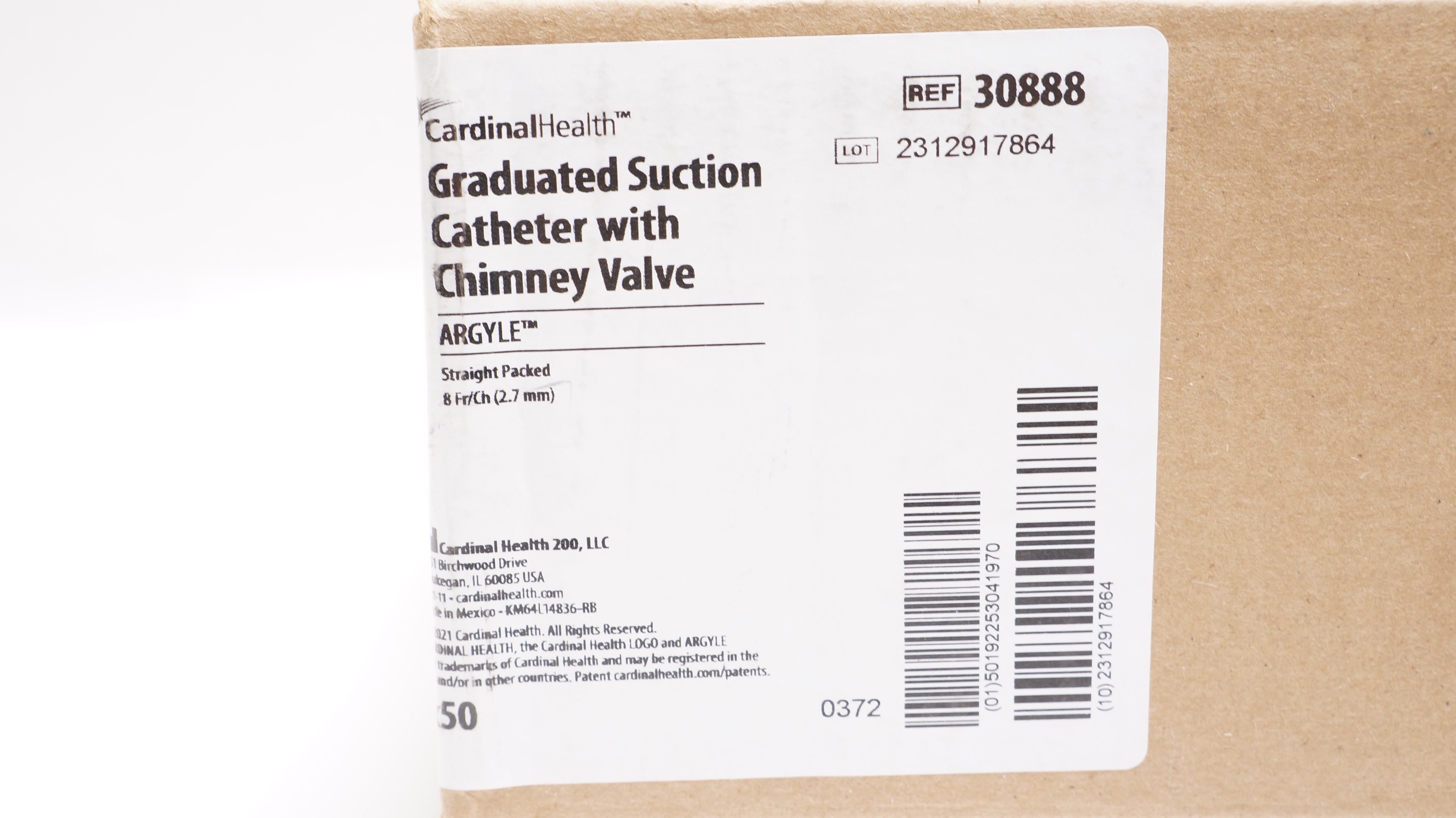 Cardinal Health 30888 Argyle Graduated Suction Cath. 8Fr/Ch - Box of 23
