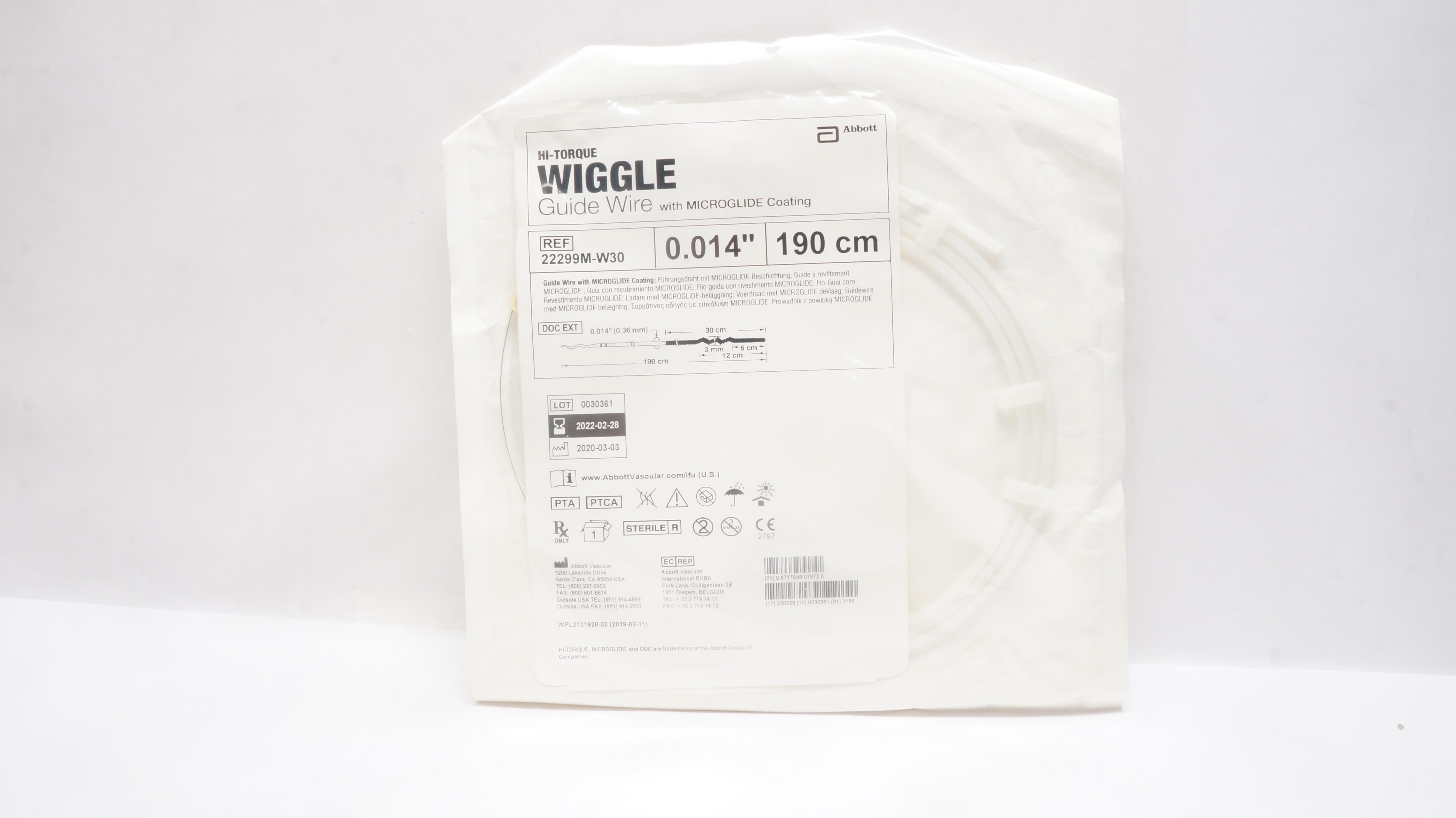 Abbott 22299MW30 HiTorque Wiggle Guide Wire 0.014inch x 190cm (x)