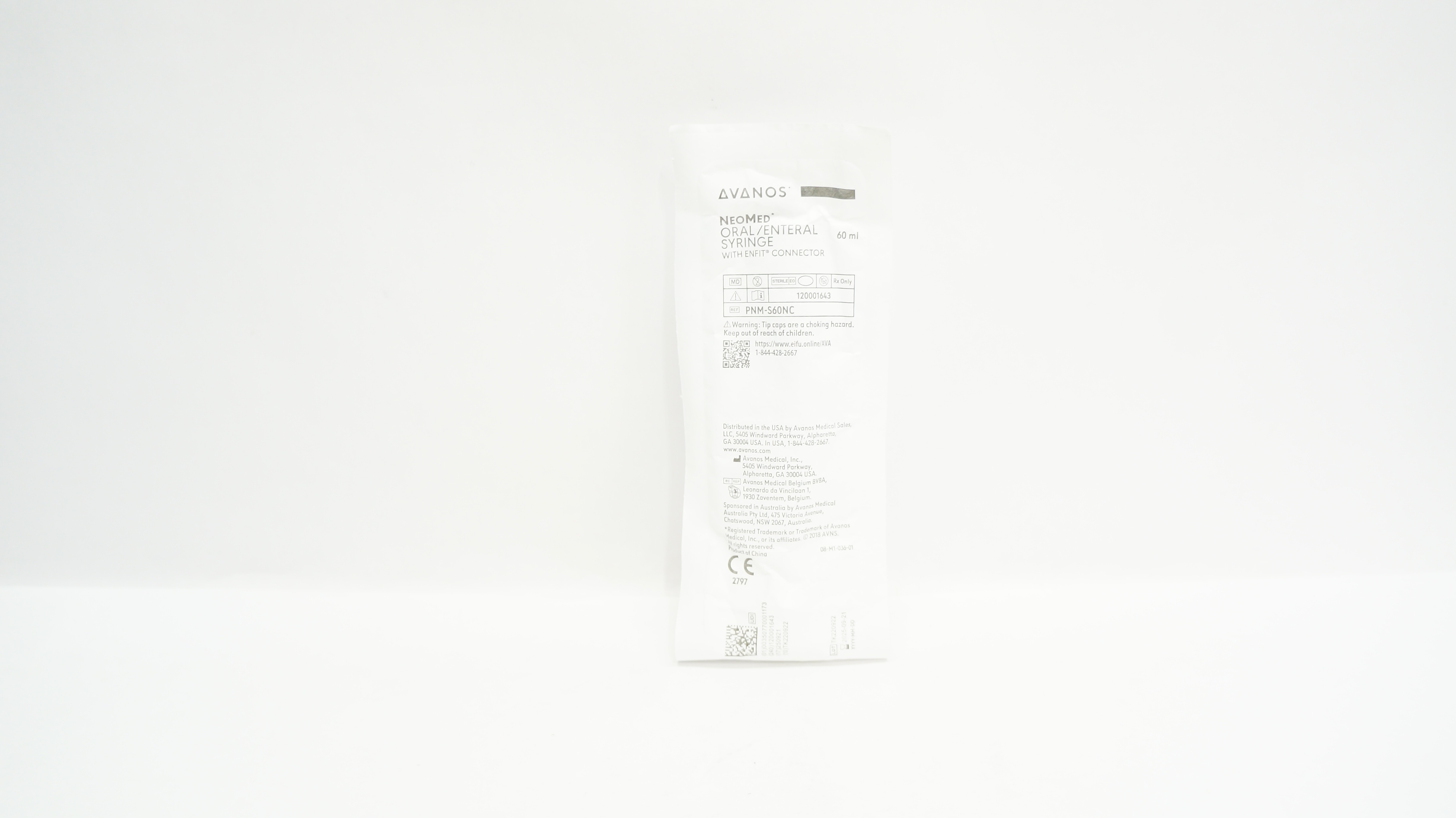 Avanos PNM-S60NC NeoMed Oral/Enteral Syringe with ENFIT Connector 60mL
