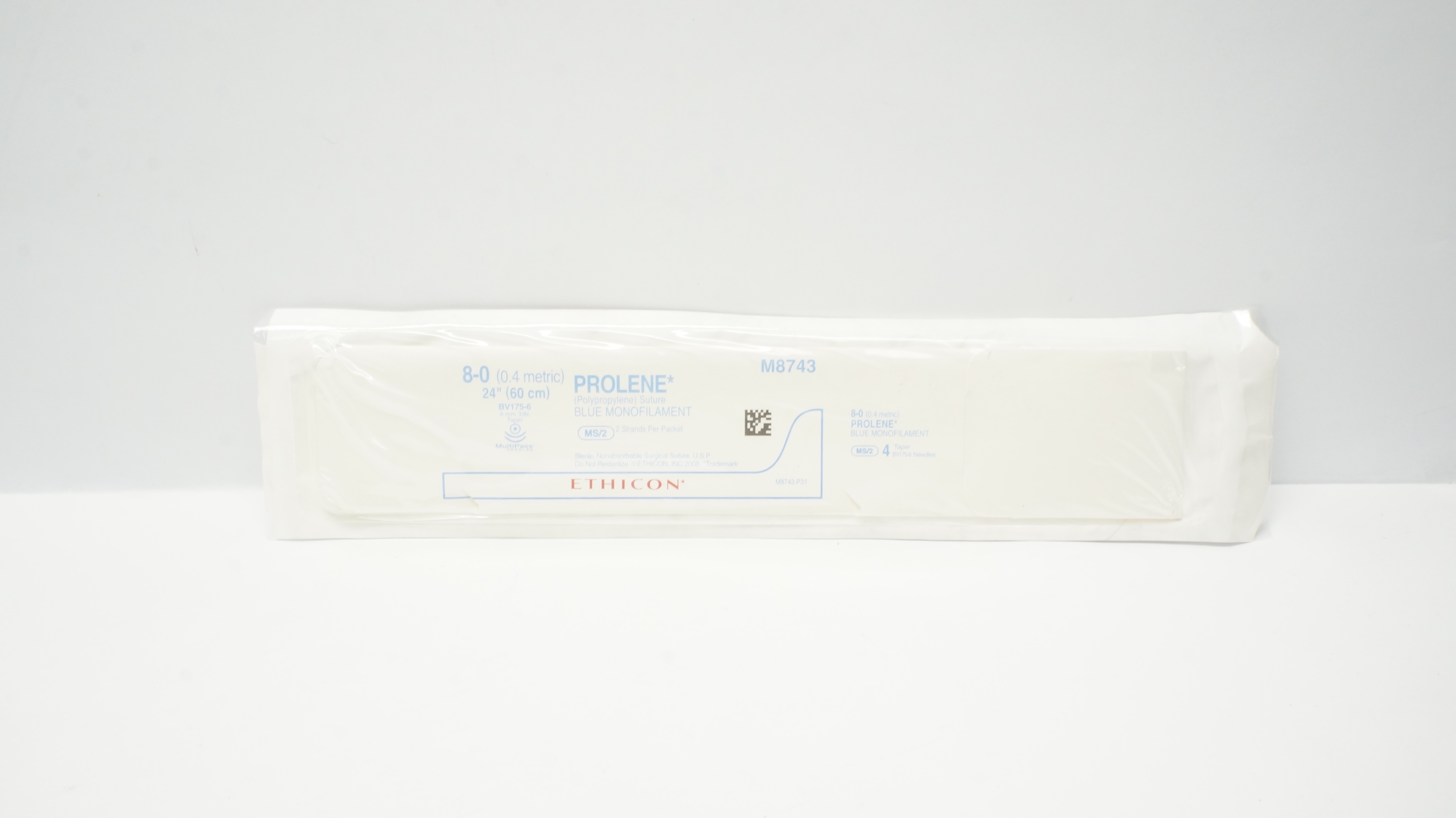 Ethicon M8743 8-0 Prolene BV175-6 8mm 3/8c Taper 24inch