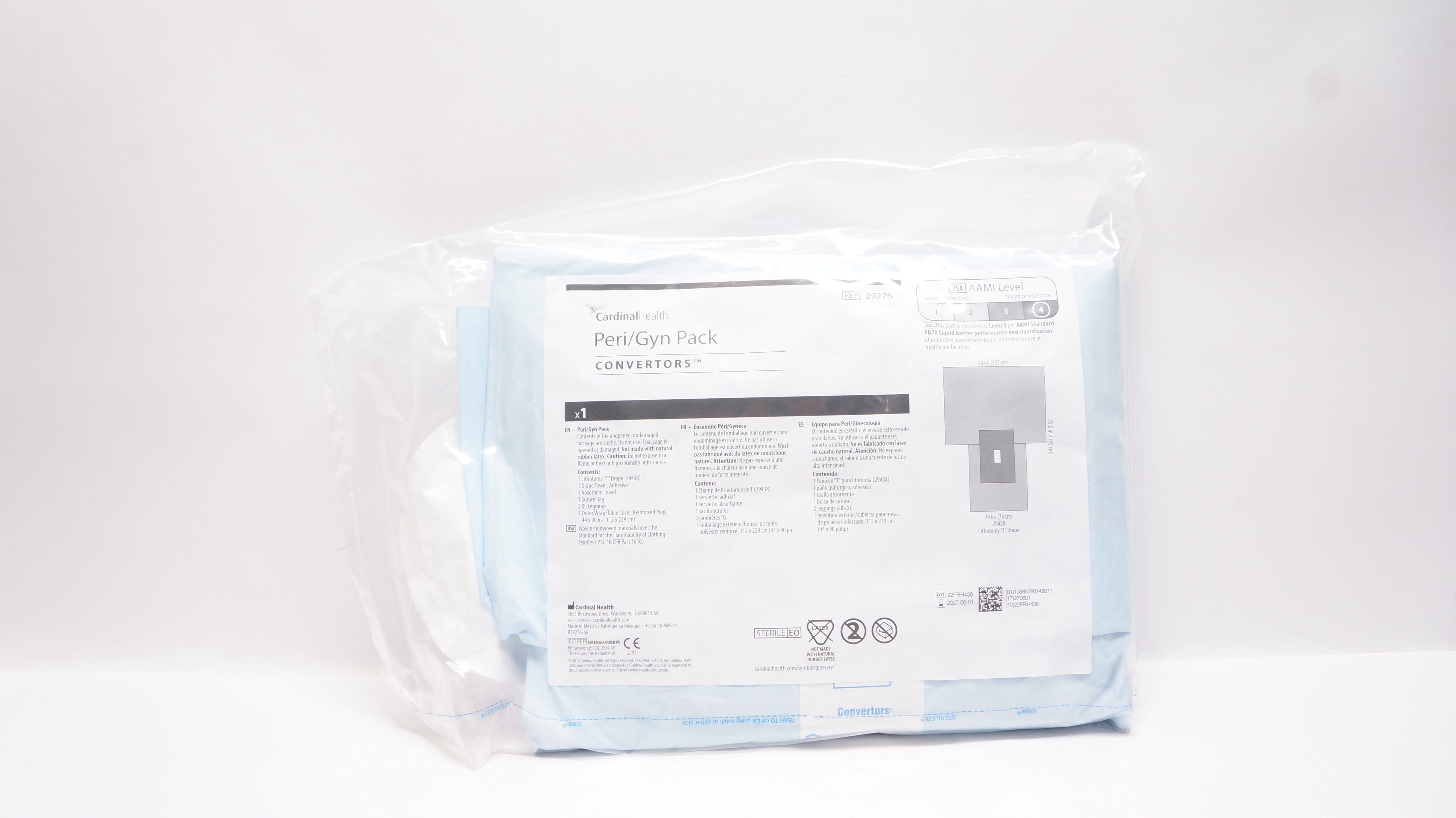 Cardinal Health 29276 Convertors Peri-Gyn Pack AAMI Level 54 x 75.5 x 29inch